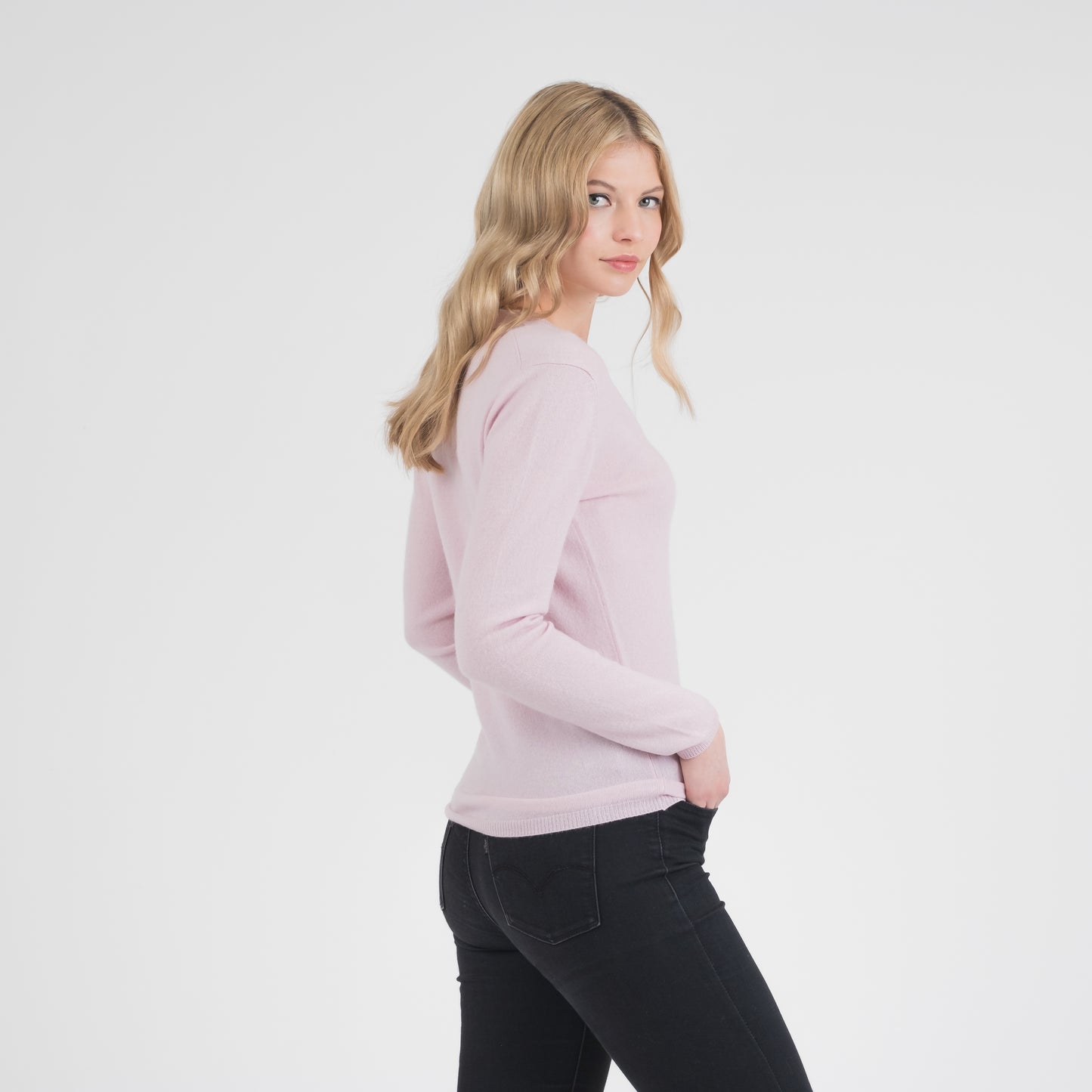Women's Cashmere V Neck Jumper - Pale Lilac