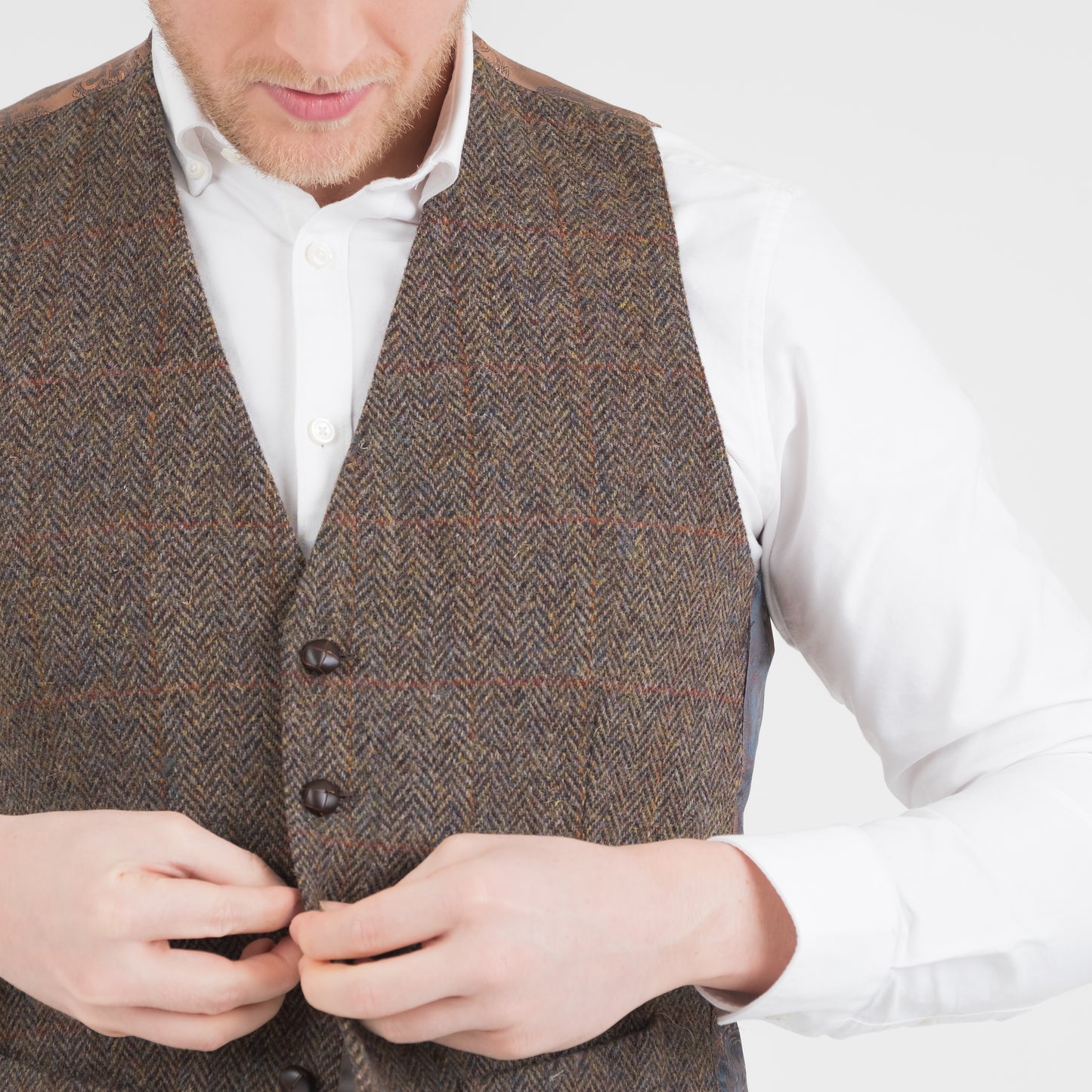 Harris Tweed Iain Waistcoat - Brown Check