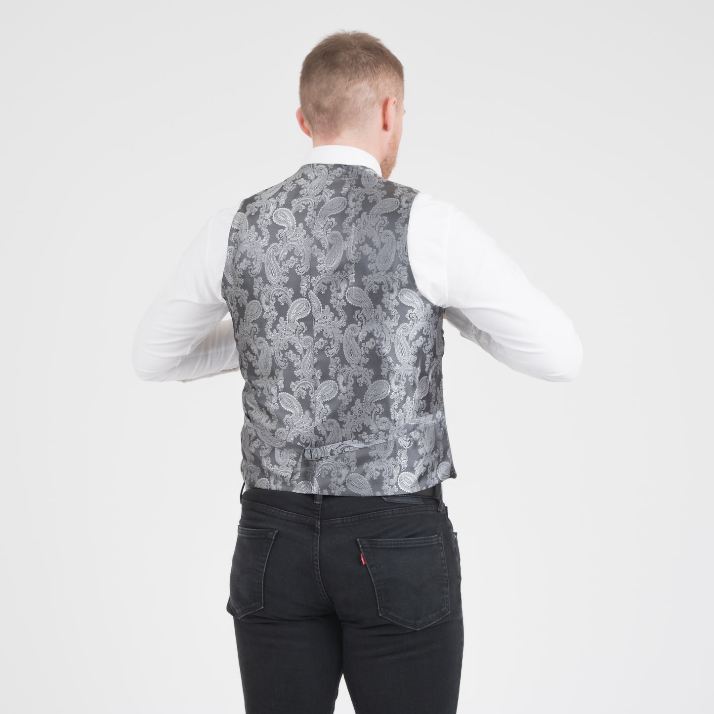 Harris Tweed Iain Waistcoat - Light Grey Herringbone