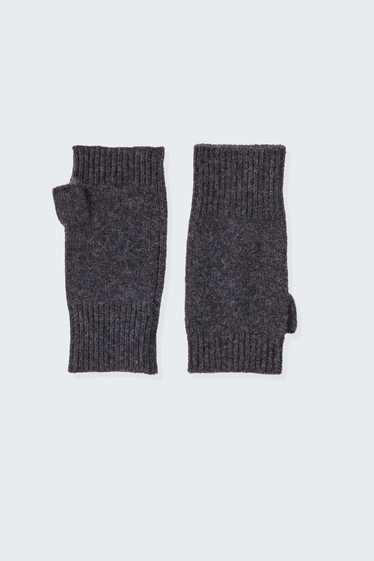 Fingerless Cashmere Mittens - Charcoal