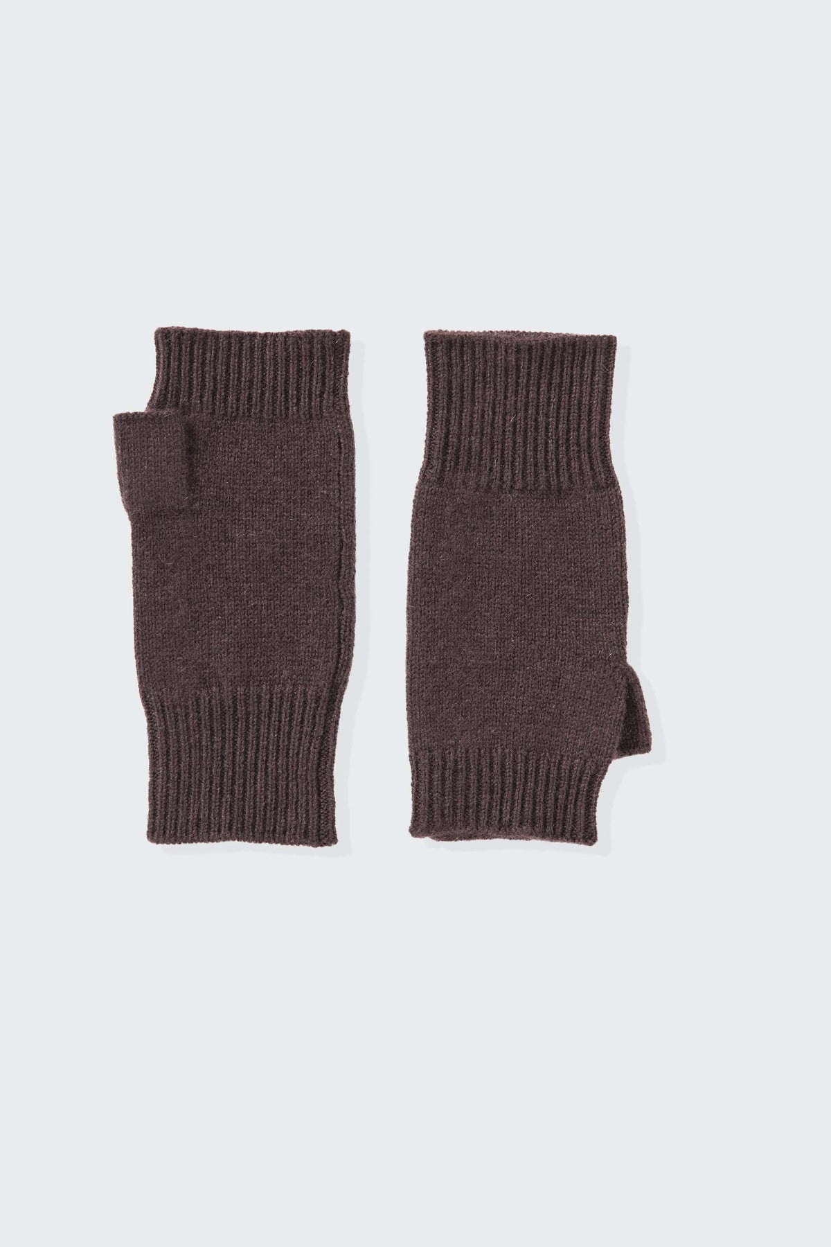 Fingerless Cashmere Mittens - Peat Brown