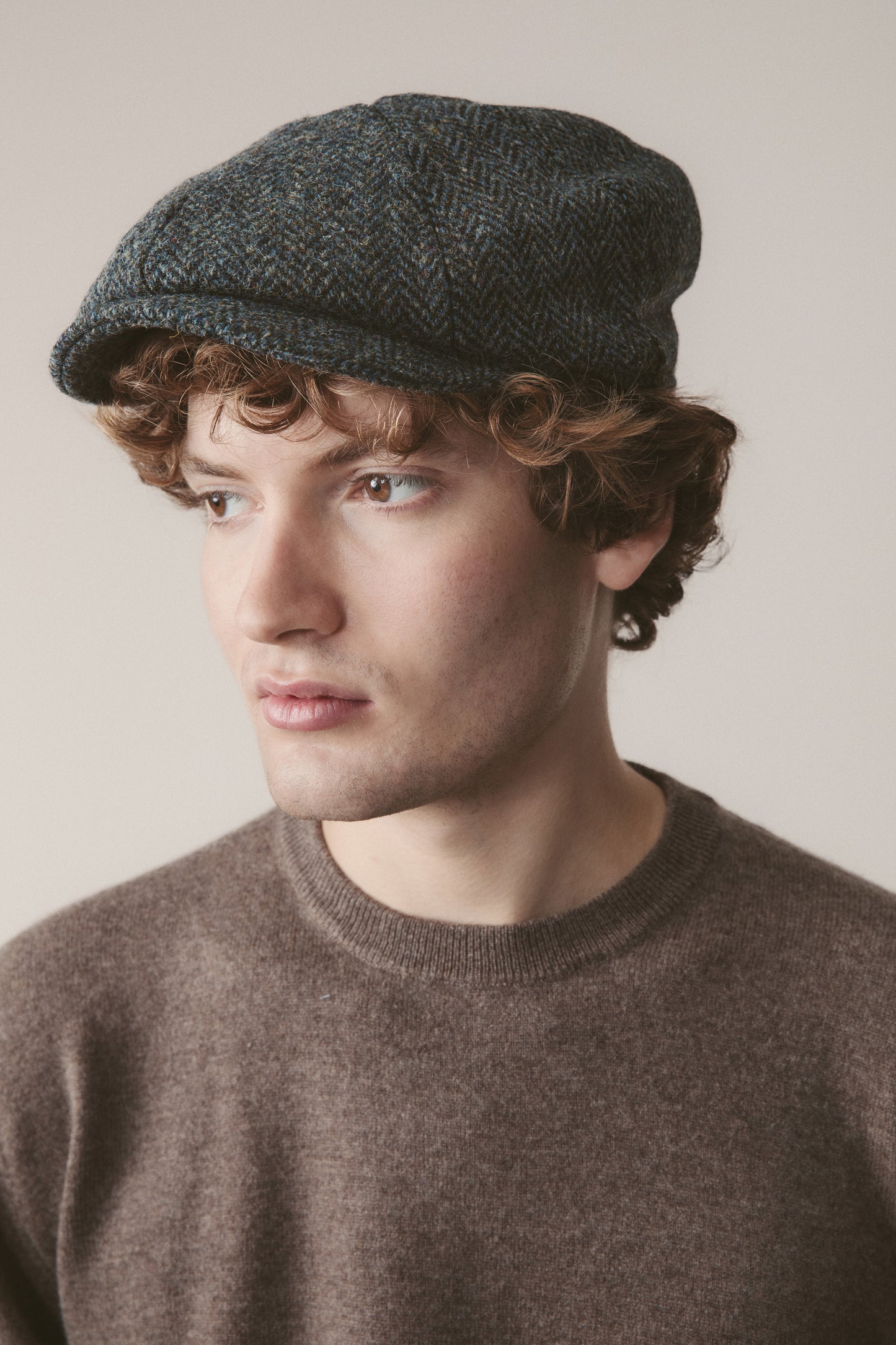Harris Tweed Carloway Hat - Blue Mix Herringbone