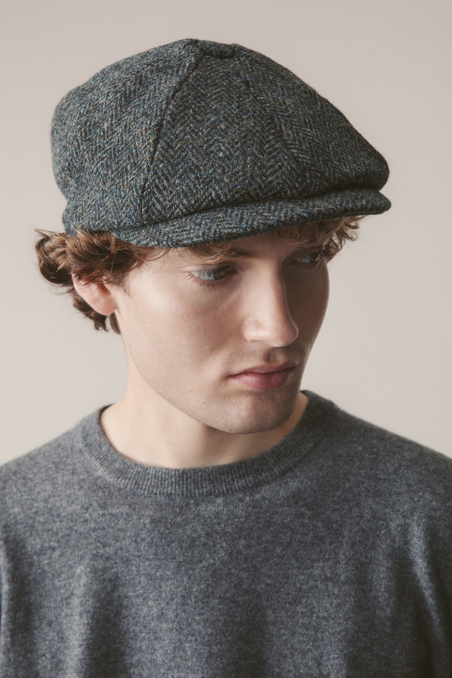 Harris Tweed Carloway Hat - Blue Mix Herringbone