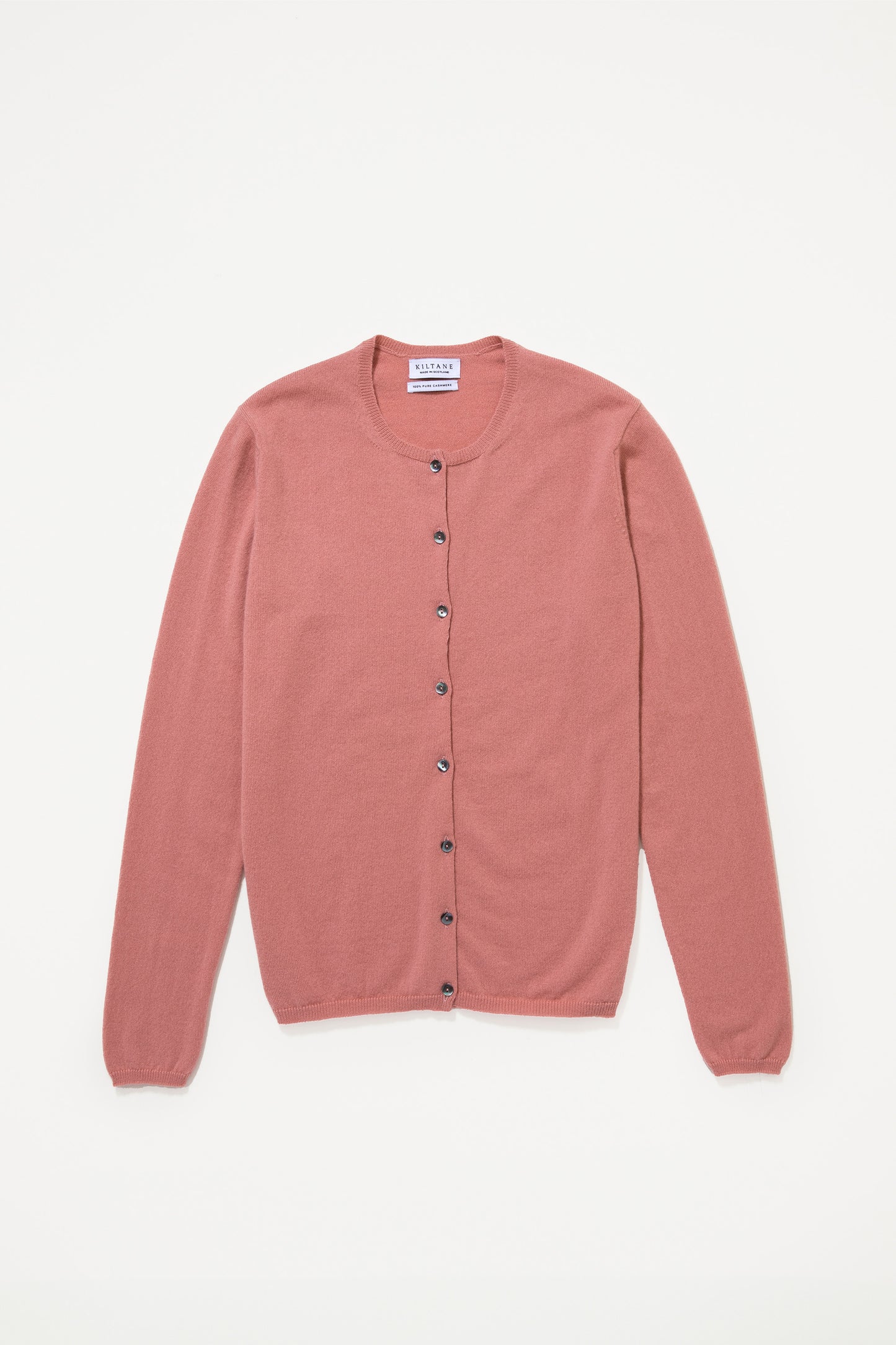 Made in Scotland Charlotte Cashmere High Button Cardigan - Dusky Pink