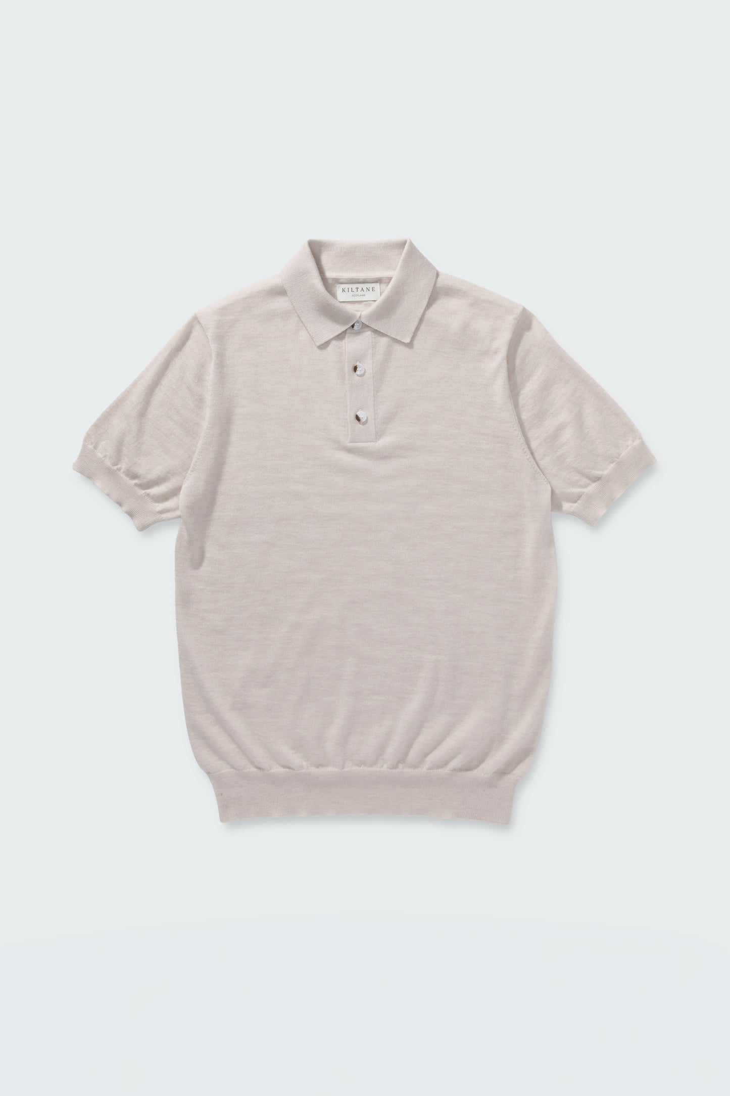 Short Sleeve Cashmere Polo - Ecru