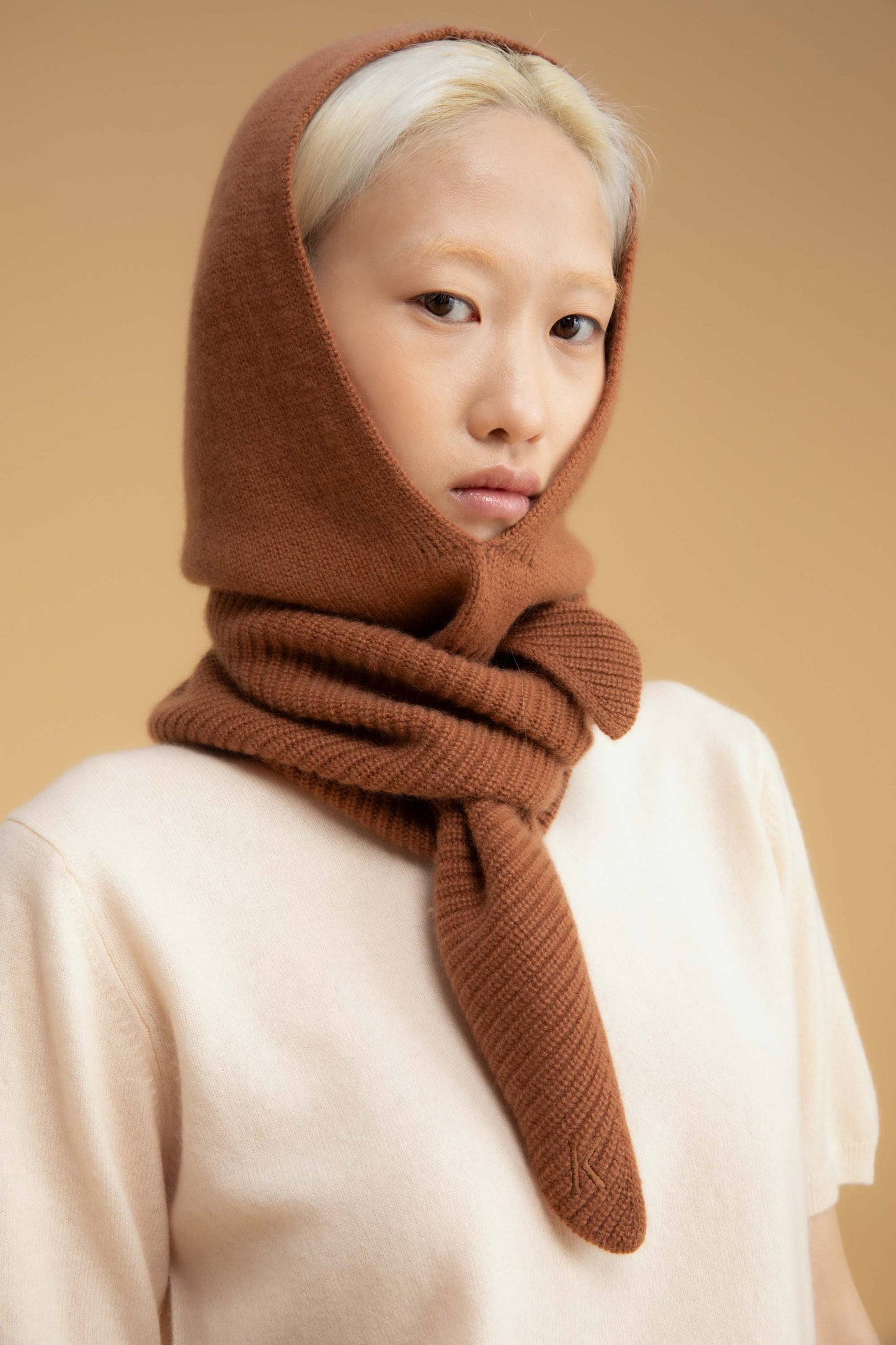 Knitted Cashmere Neck Tie - Toffee