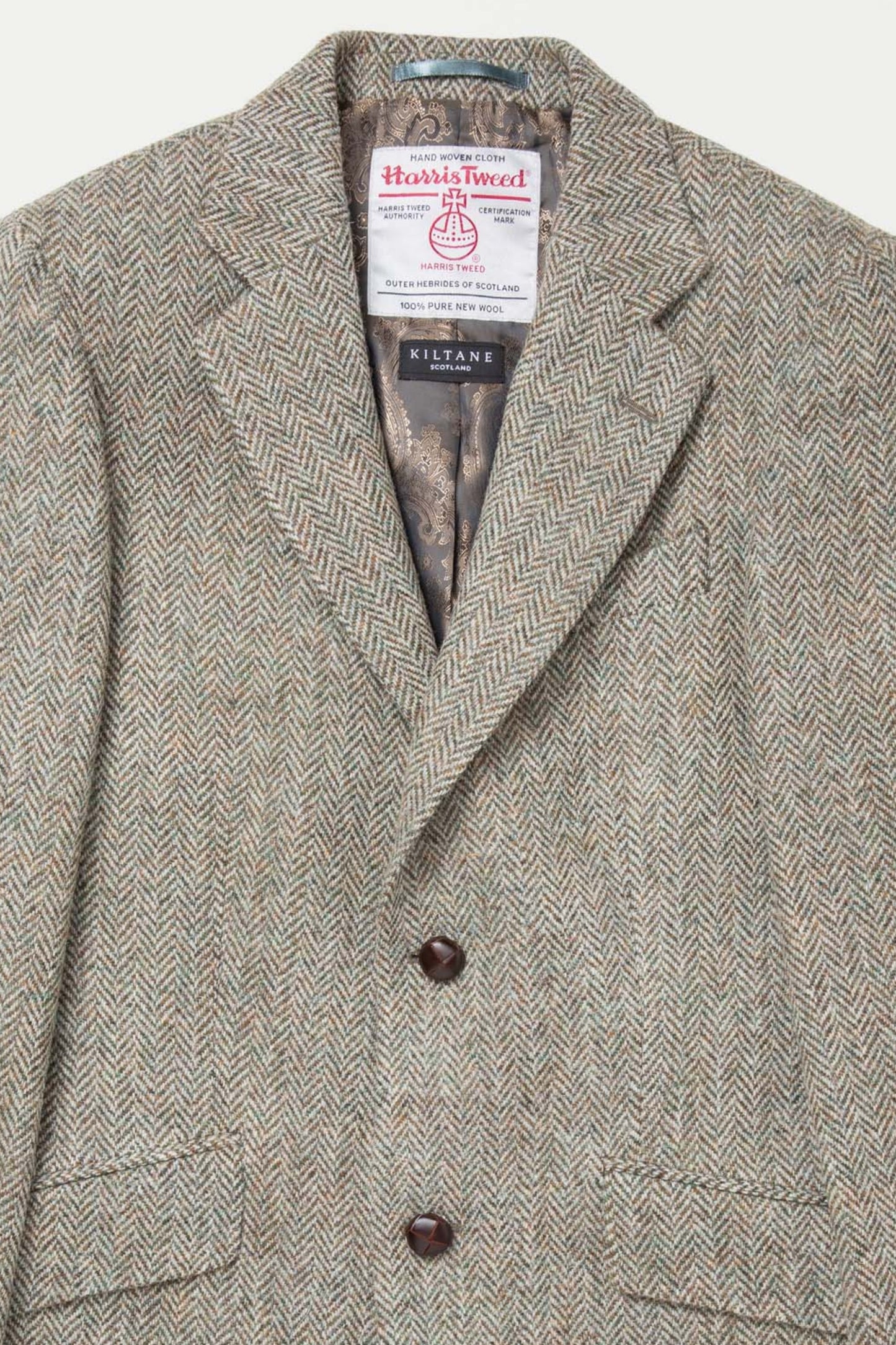 Men's Harris Tweed Finlay Jacket - Green Lovat Herringbone