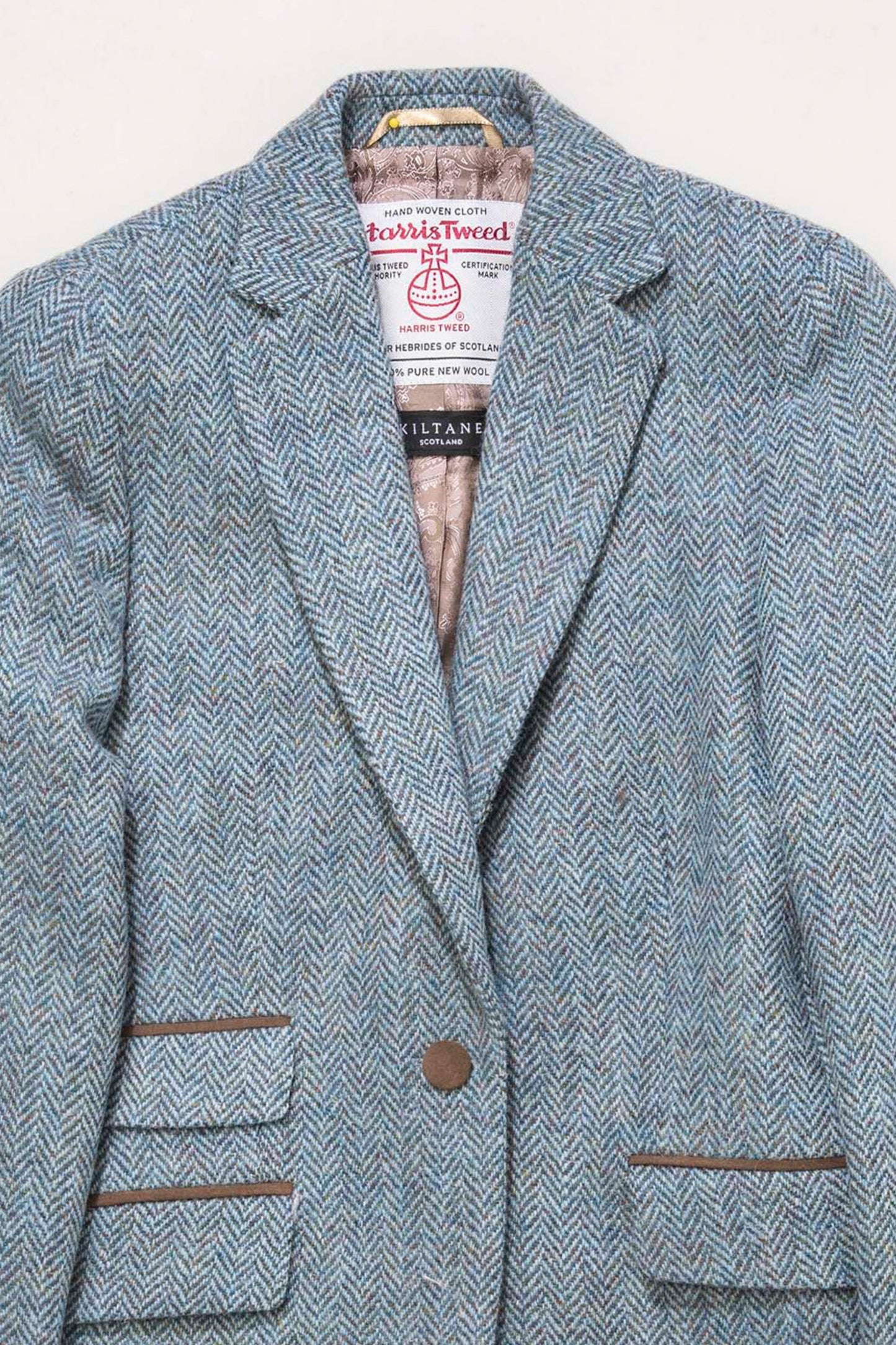 Women's Harris Tweed Janice Blazer - Light Blue Herringbone Mix