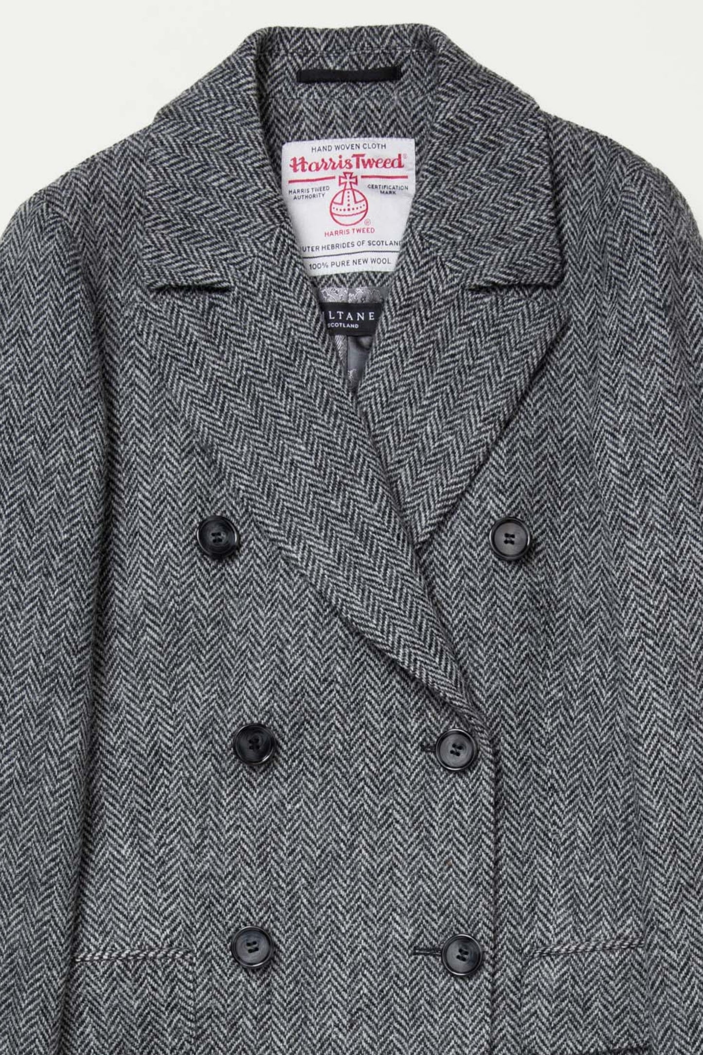 Women's Harris Tweed Melody Coat - Light Grey Herringbone
