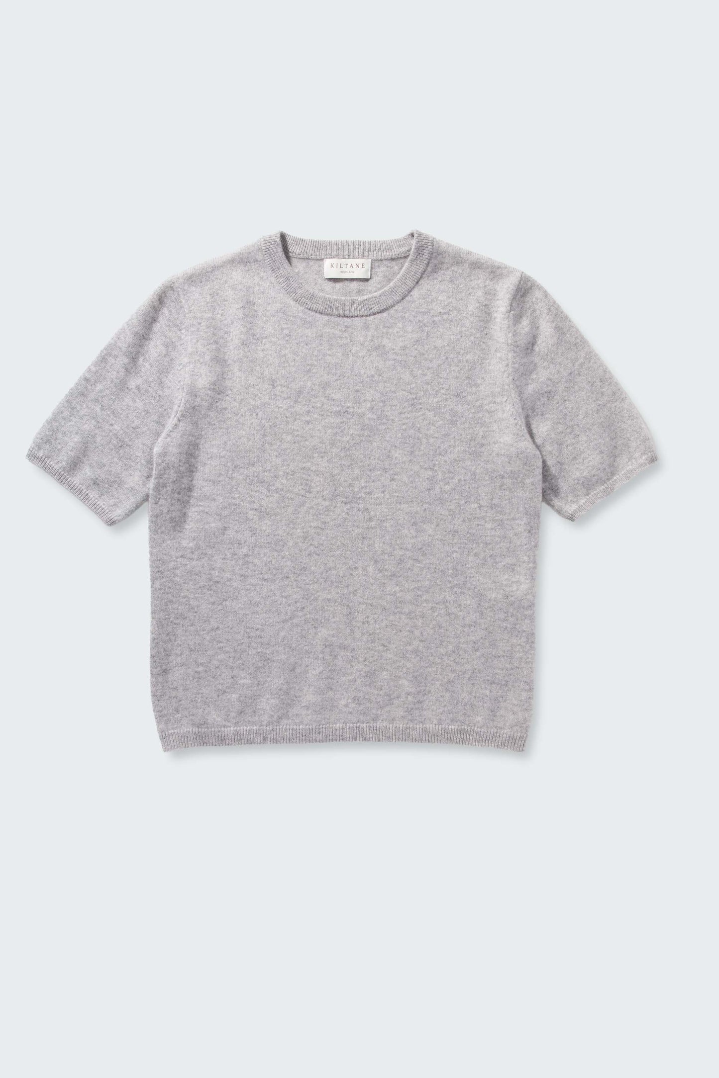 Women's Crew Neck Cashmere T-Shirt - Light Grey