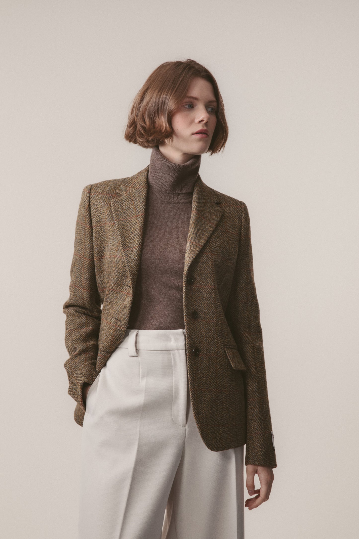 Women's Harris Tweed Claire Blazer - Mustard Check