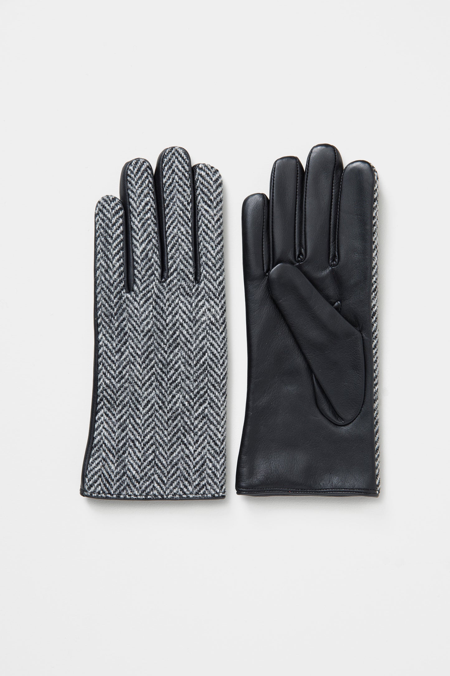 Women's Harris Tweed Gloves - Light Grey Herringbone