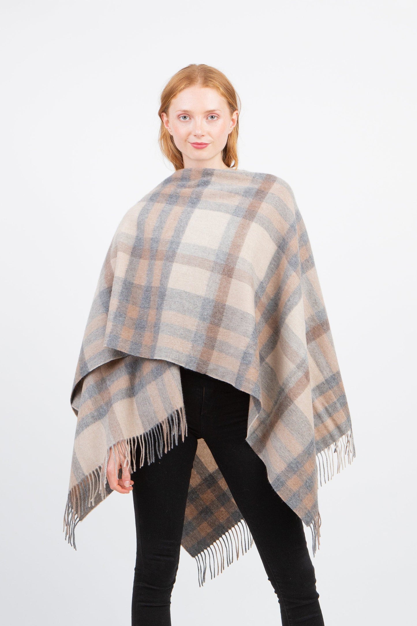 Tartan 2 Lambswool Wrap - Natural