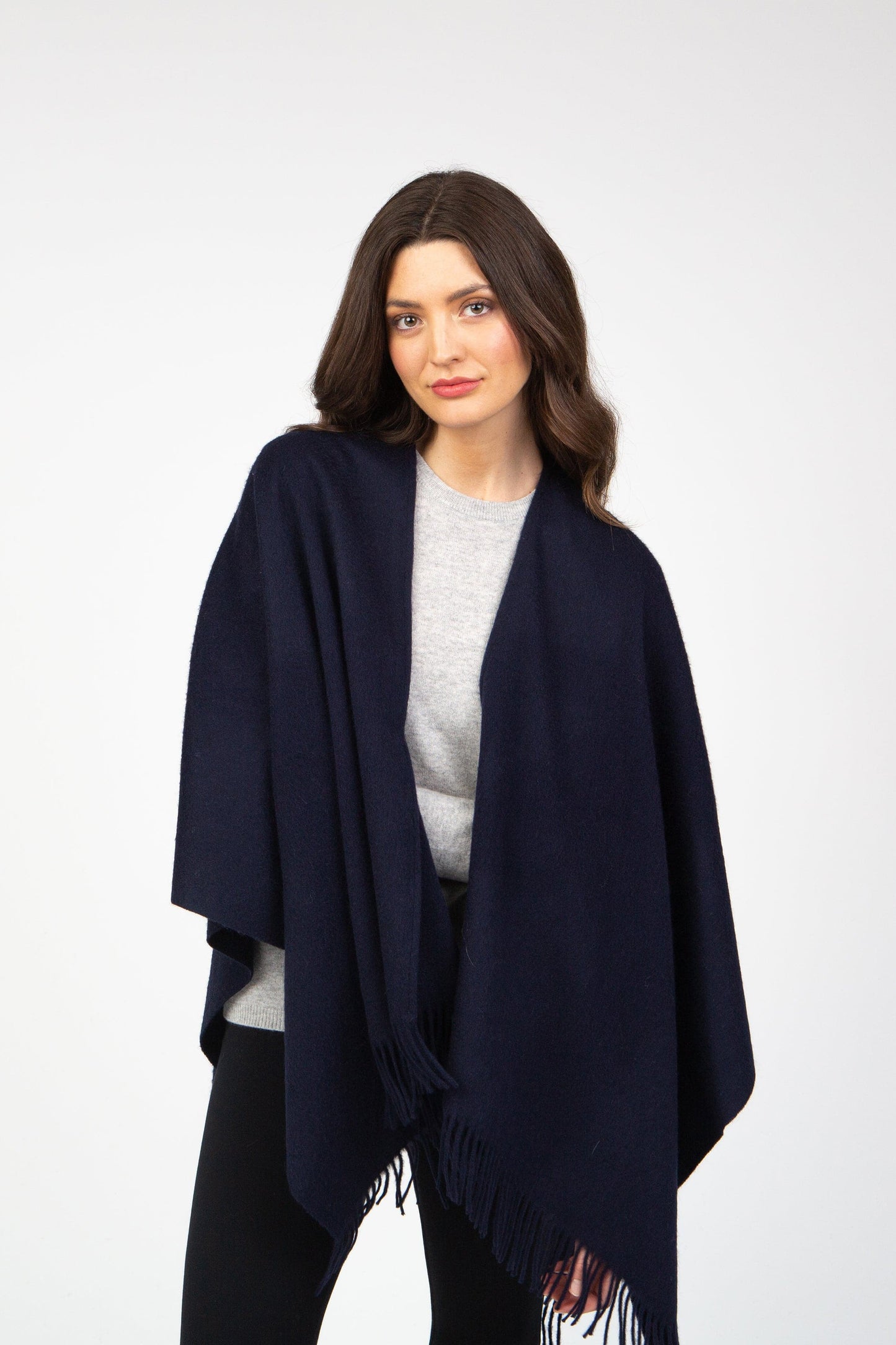 Solid Lambswool Wrap - Dark Navy