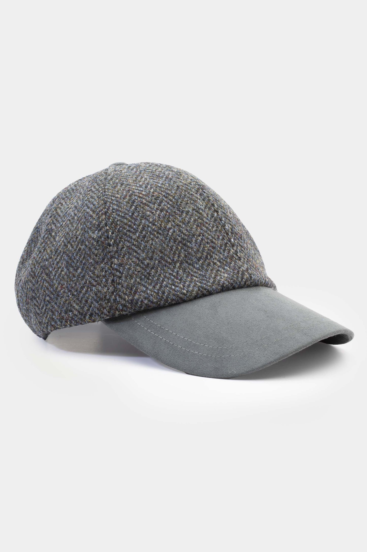Harris Tweed Baseball Cap - Blue Mix Herringbone