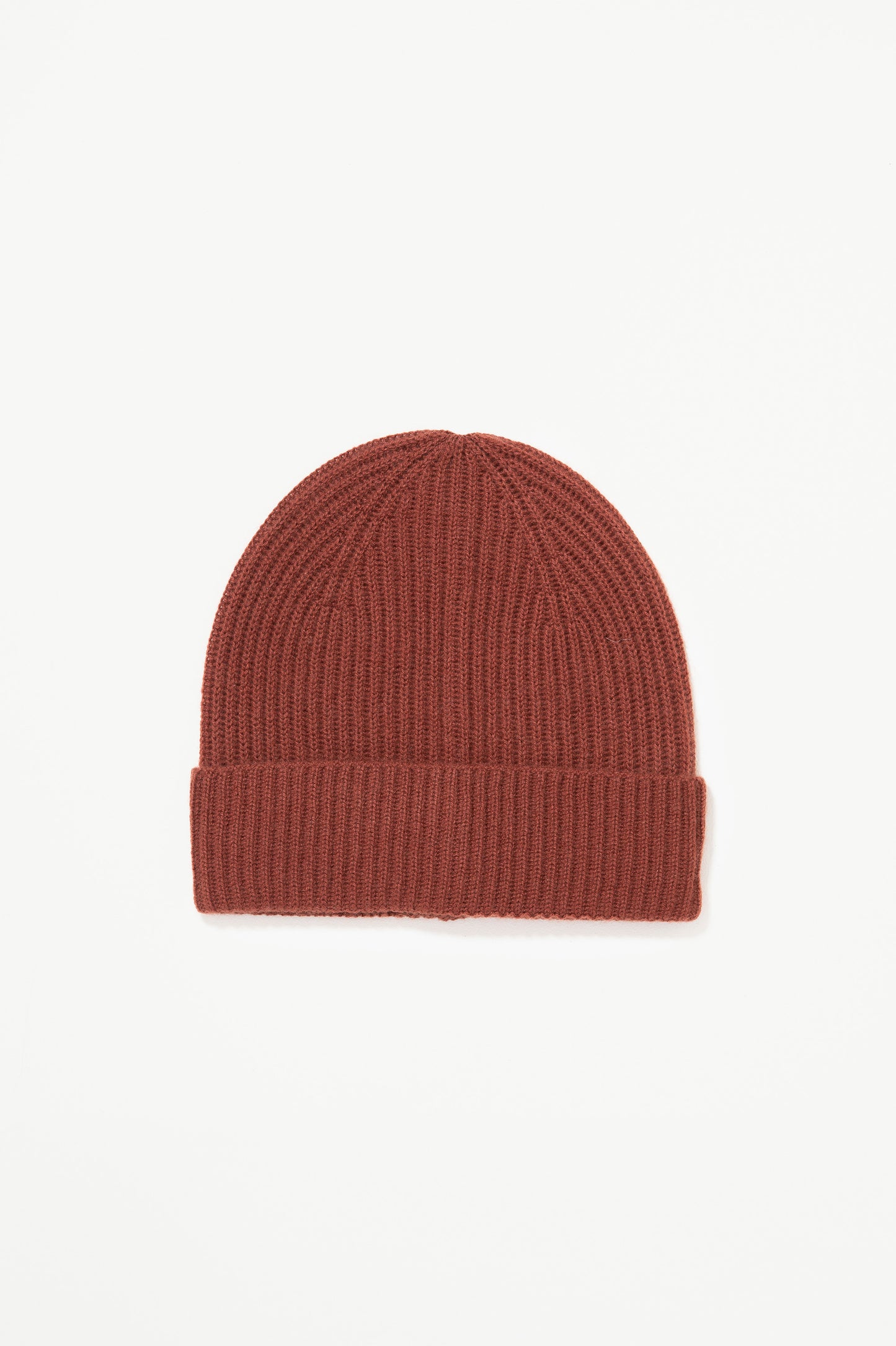 Unisex Cashmere Ribbed Beanie Hat - Clay