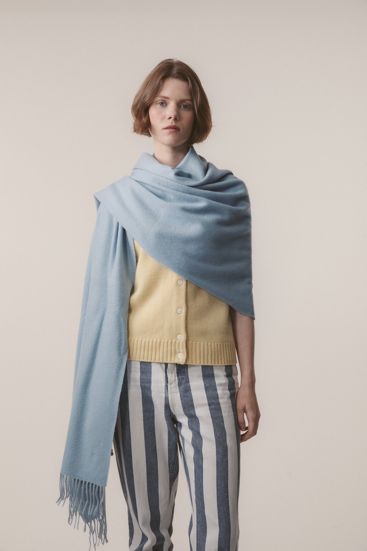 Solid Cashmere Stole - Cashmere Blue