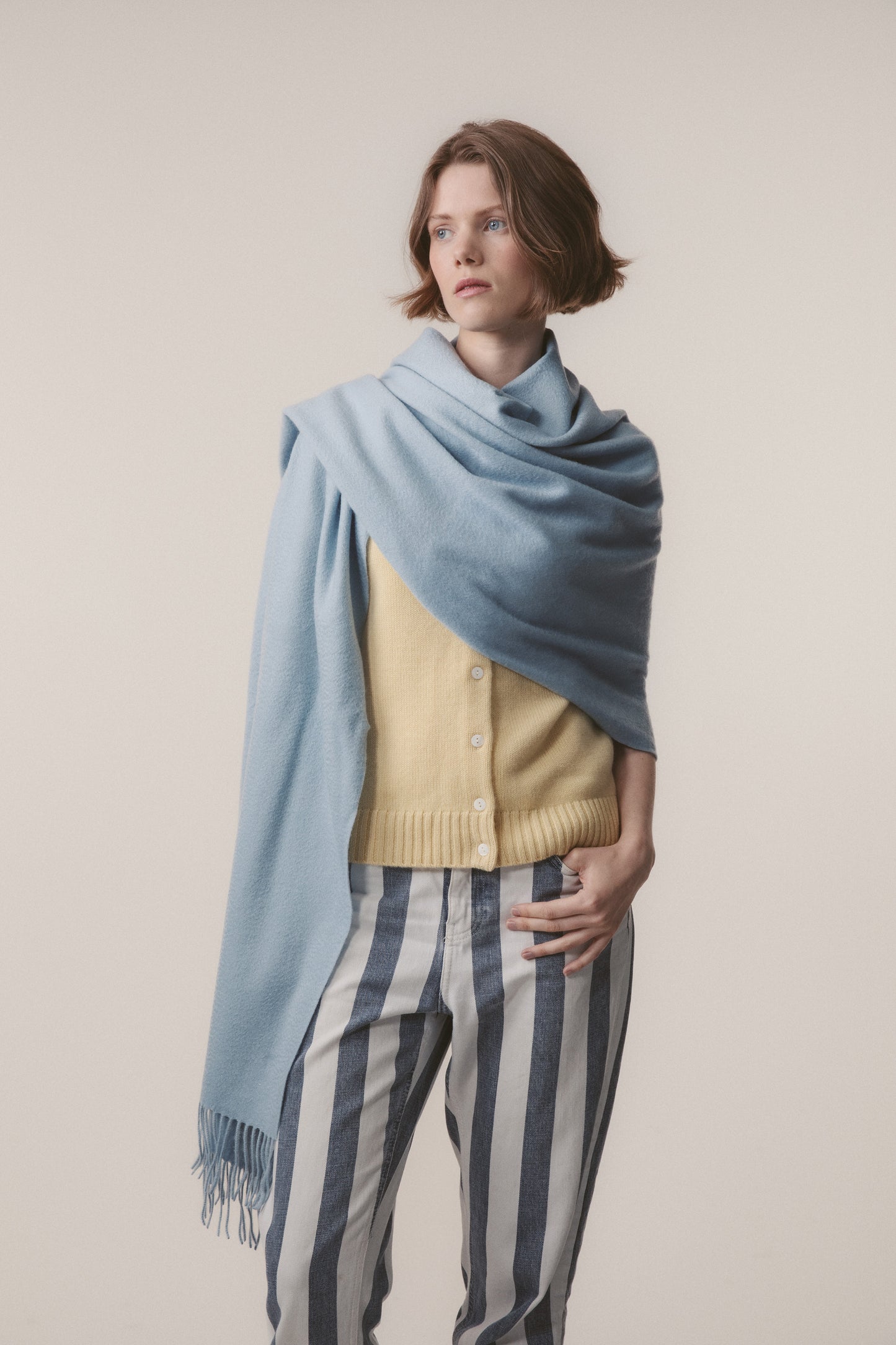Solid Cashmere Stole - Cashmere Blue