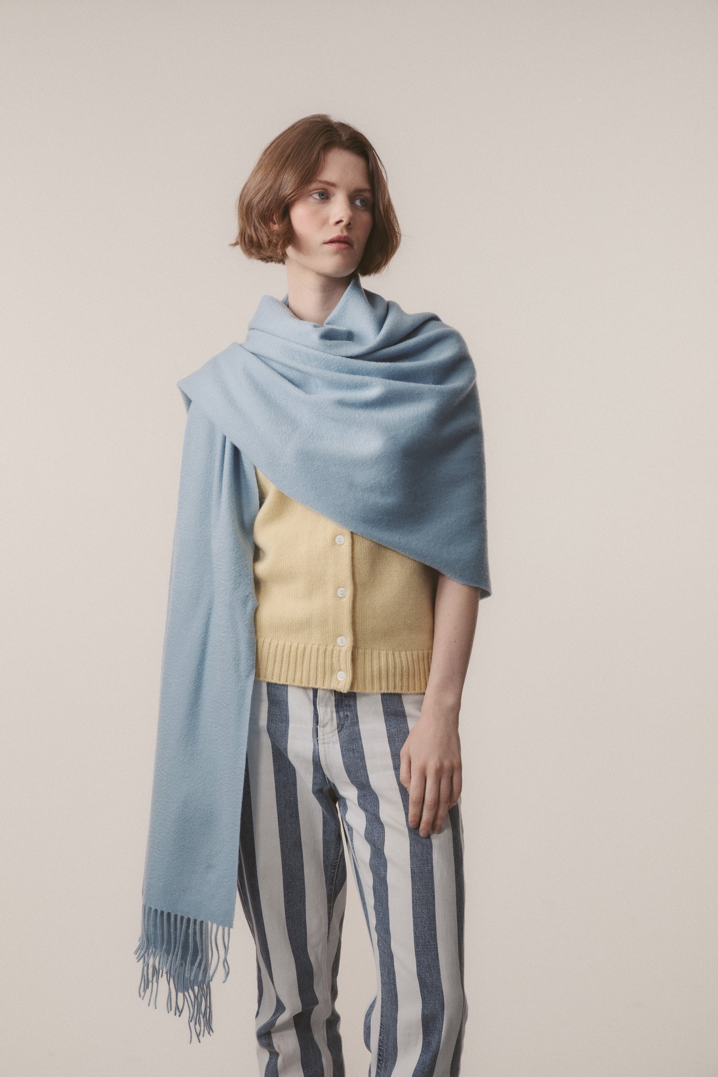 Solid Cashmere Stole - Cashmere Blue