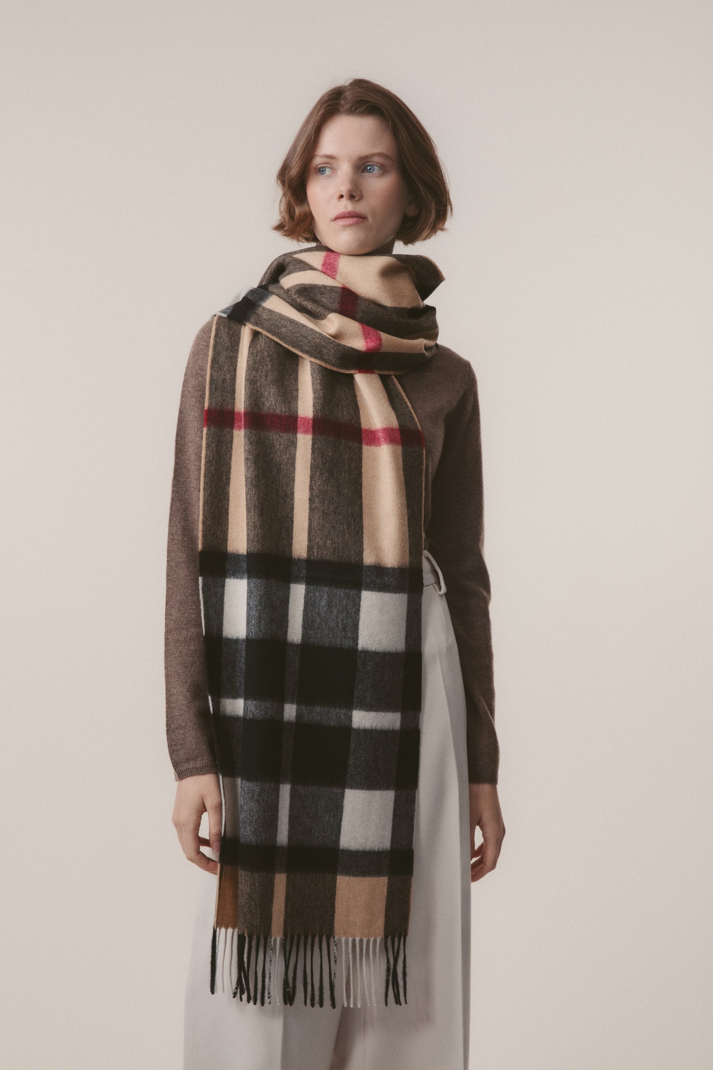 Exploded Camel Thompson Cashmere Wide Scarf