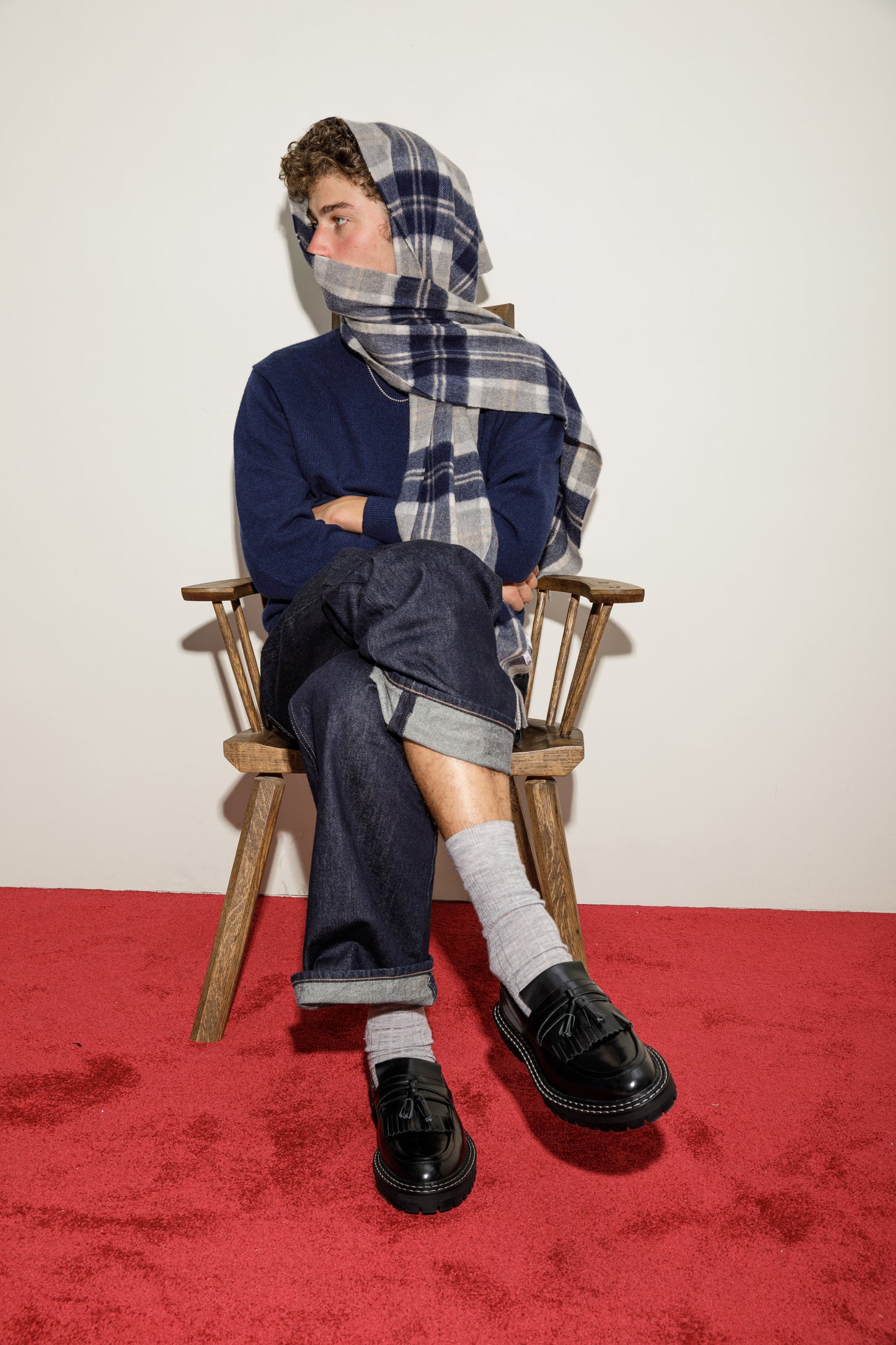 Heritage Tartan Cashmere Wide Scarf - Silver Bannockbane