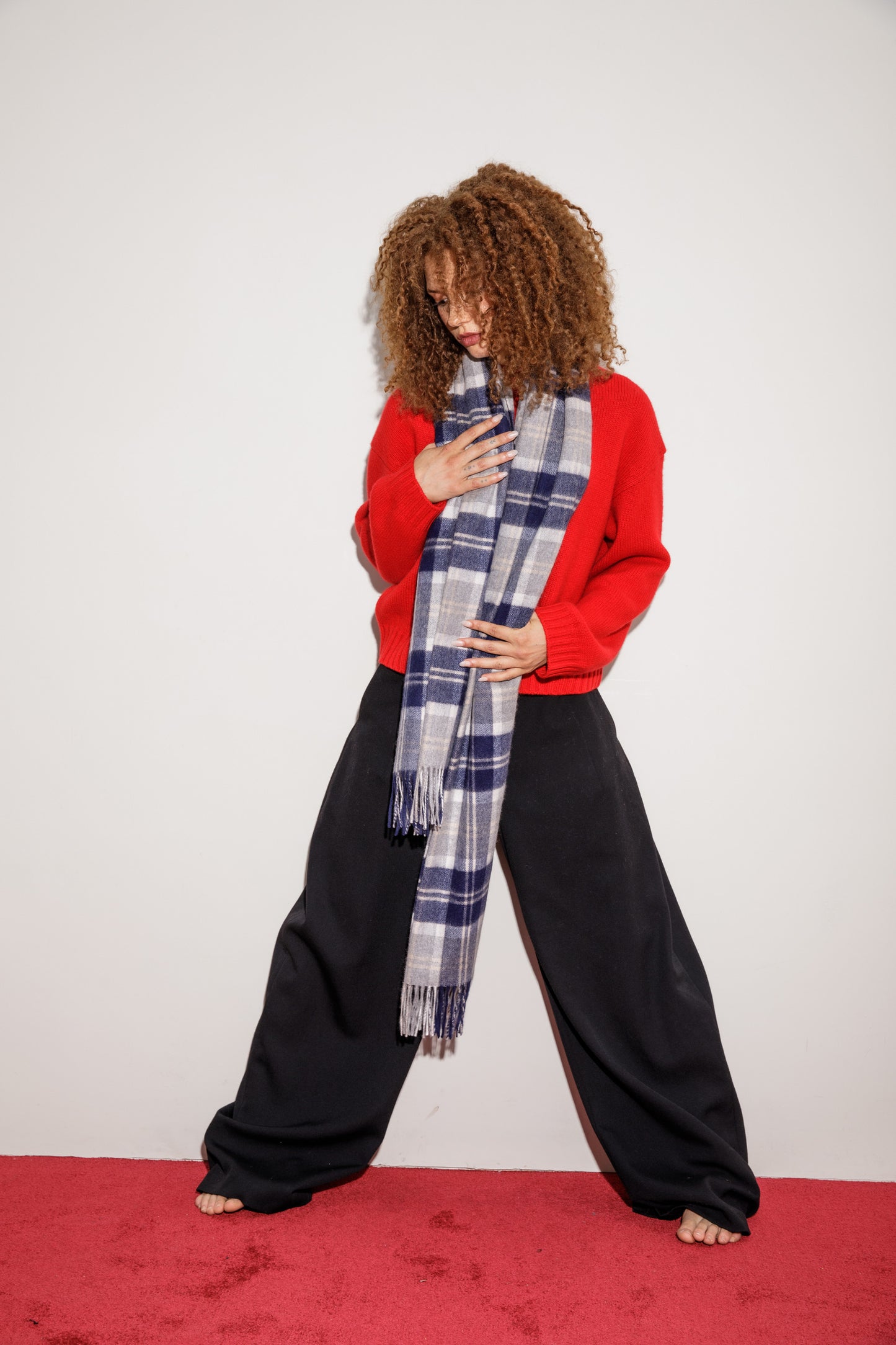 Heritage Tartan Cashmere Wide Scarf - Silver Bannockbane