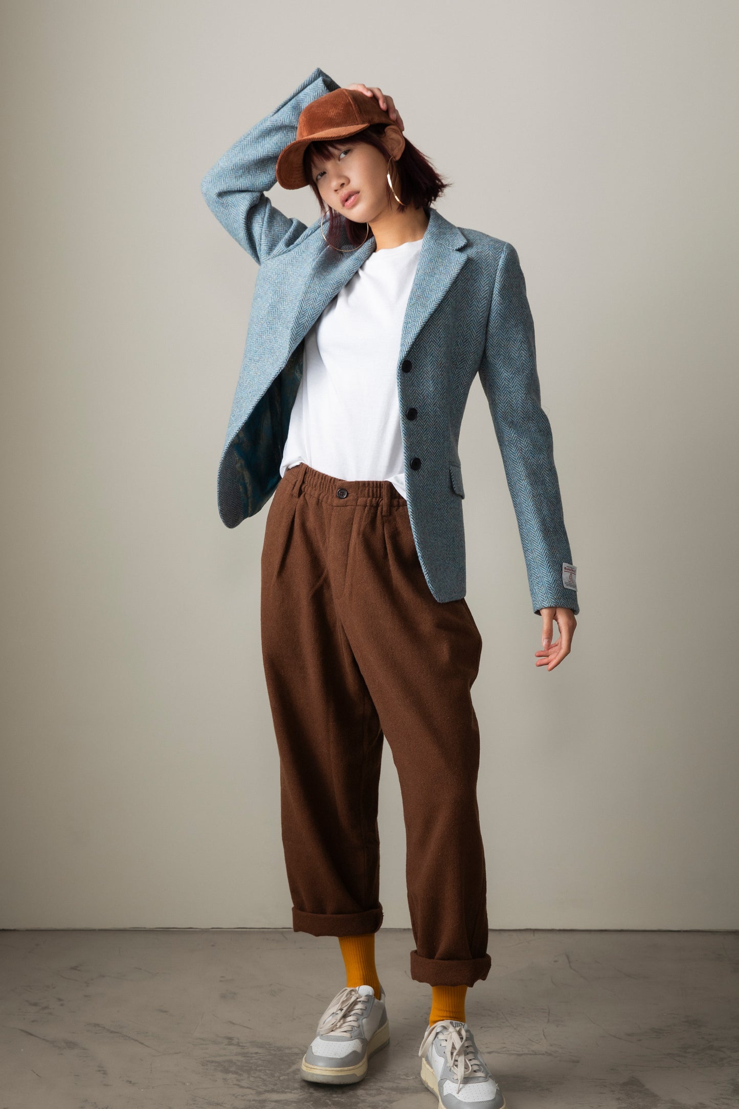 Women's Harris Tweed Claire Blazer - Light Blue Herringbone Mix