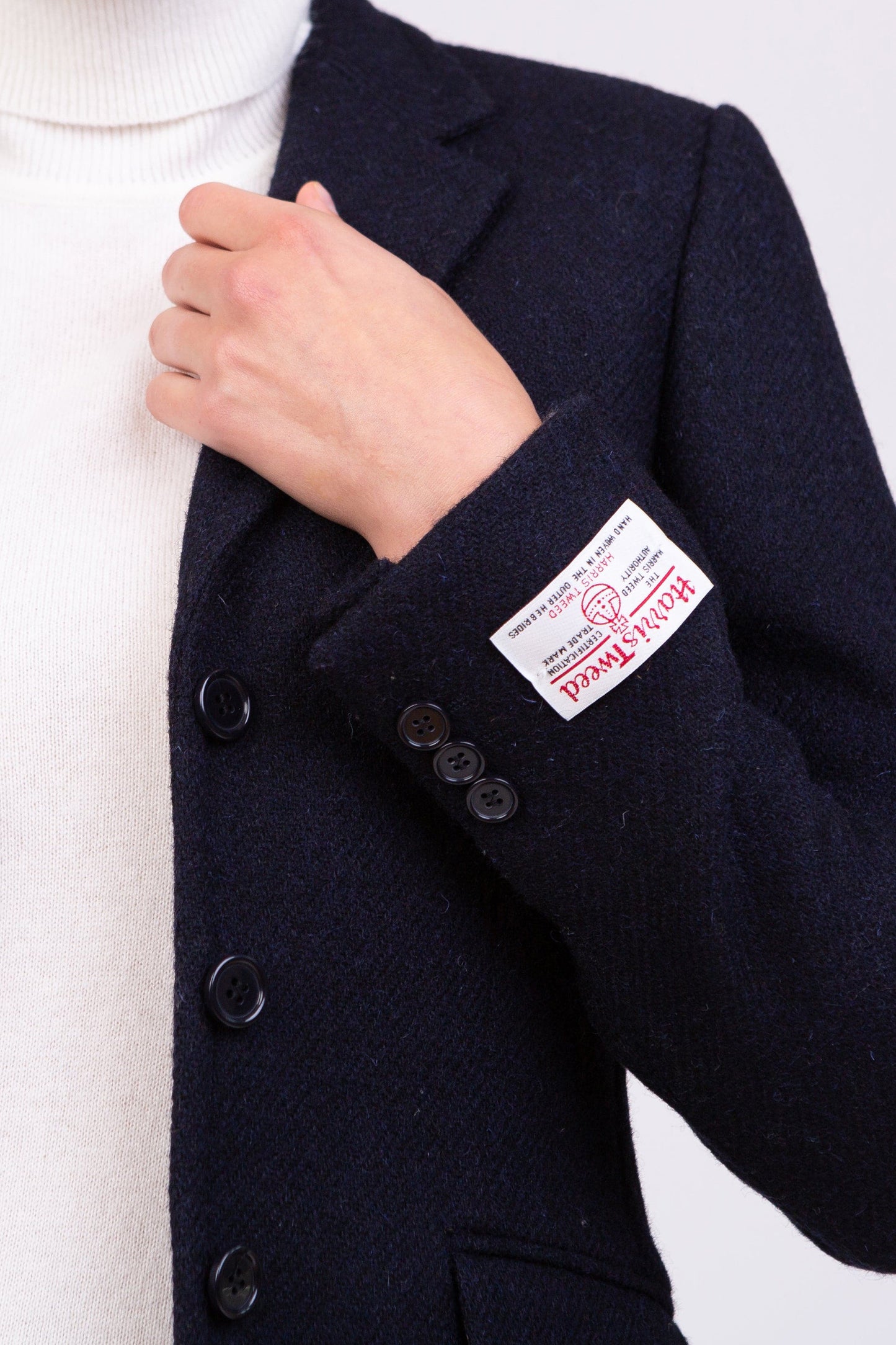 Women's Harris Tweed Claire Blazer - Dark Navy Twill Solid