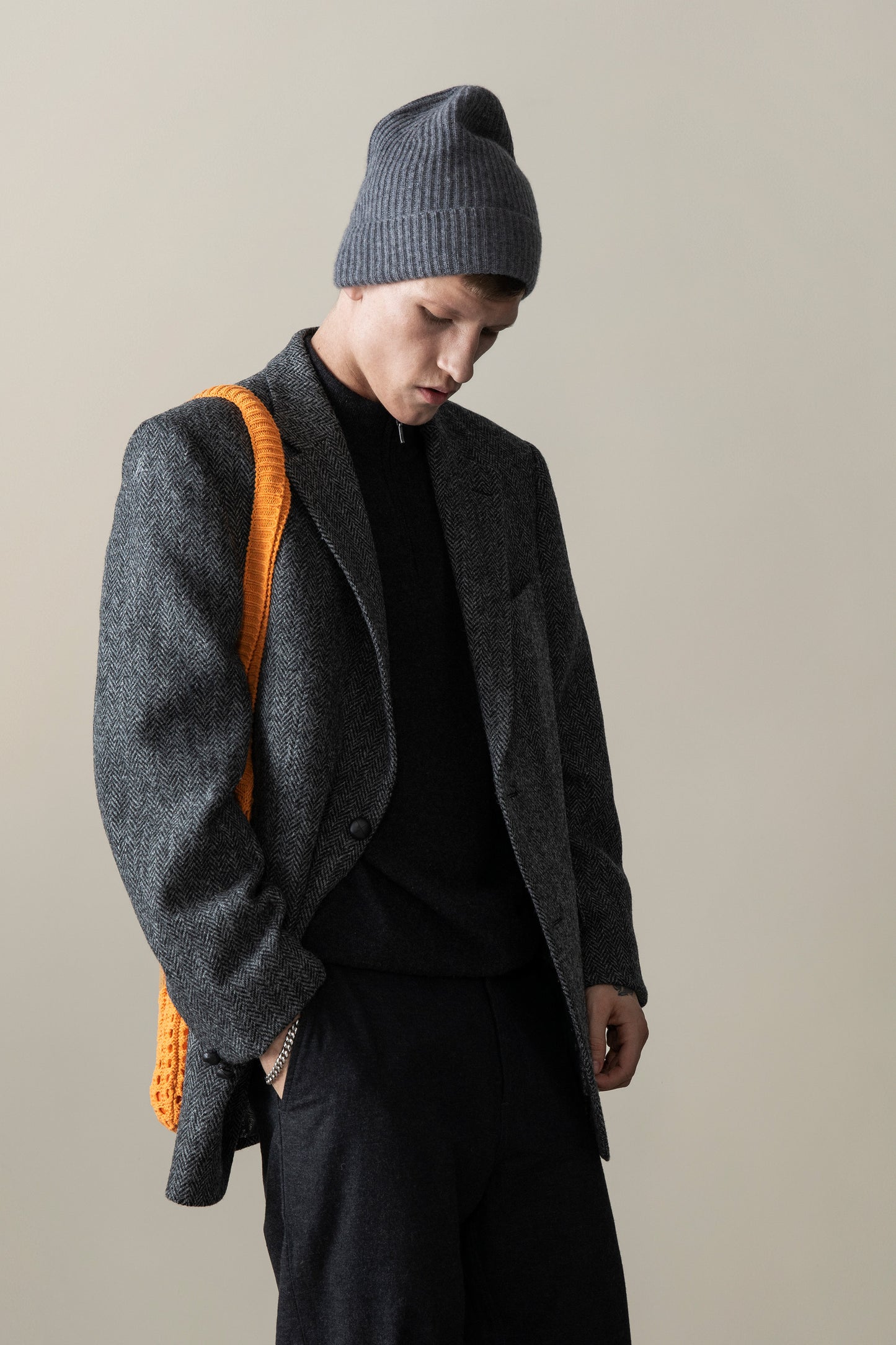 Men's Harris Tweed Finlay Jacket - Charcoal Herringbone