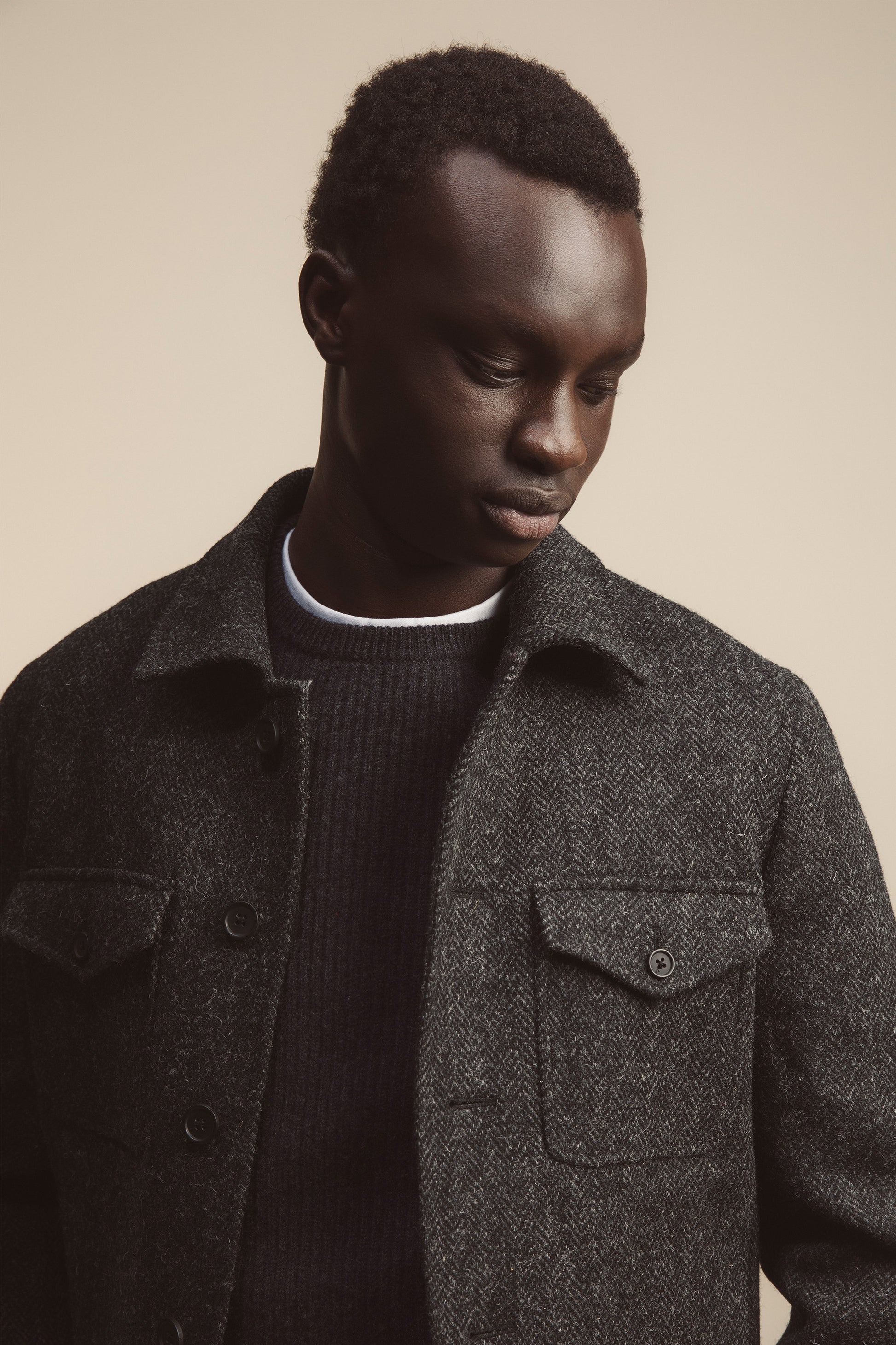 Men's Harris Tweed Sergeant Jacket Deep Charcoal