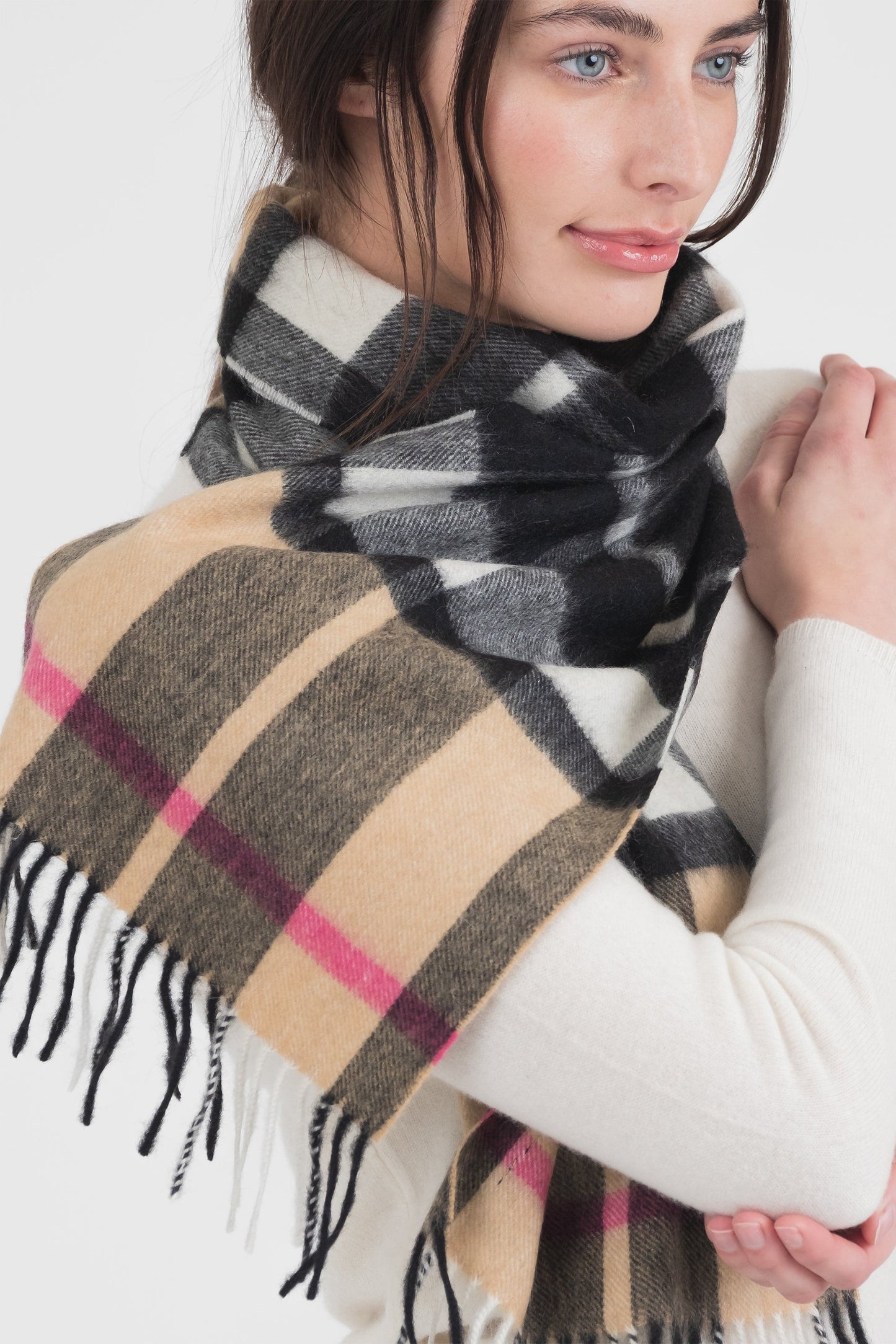 Cashmere Scarf - Exploded Camel Thompson Pink
