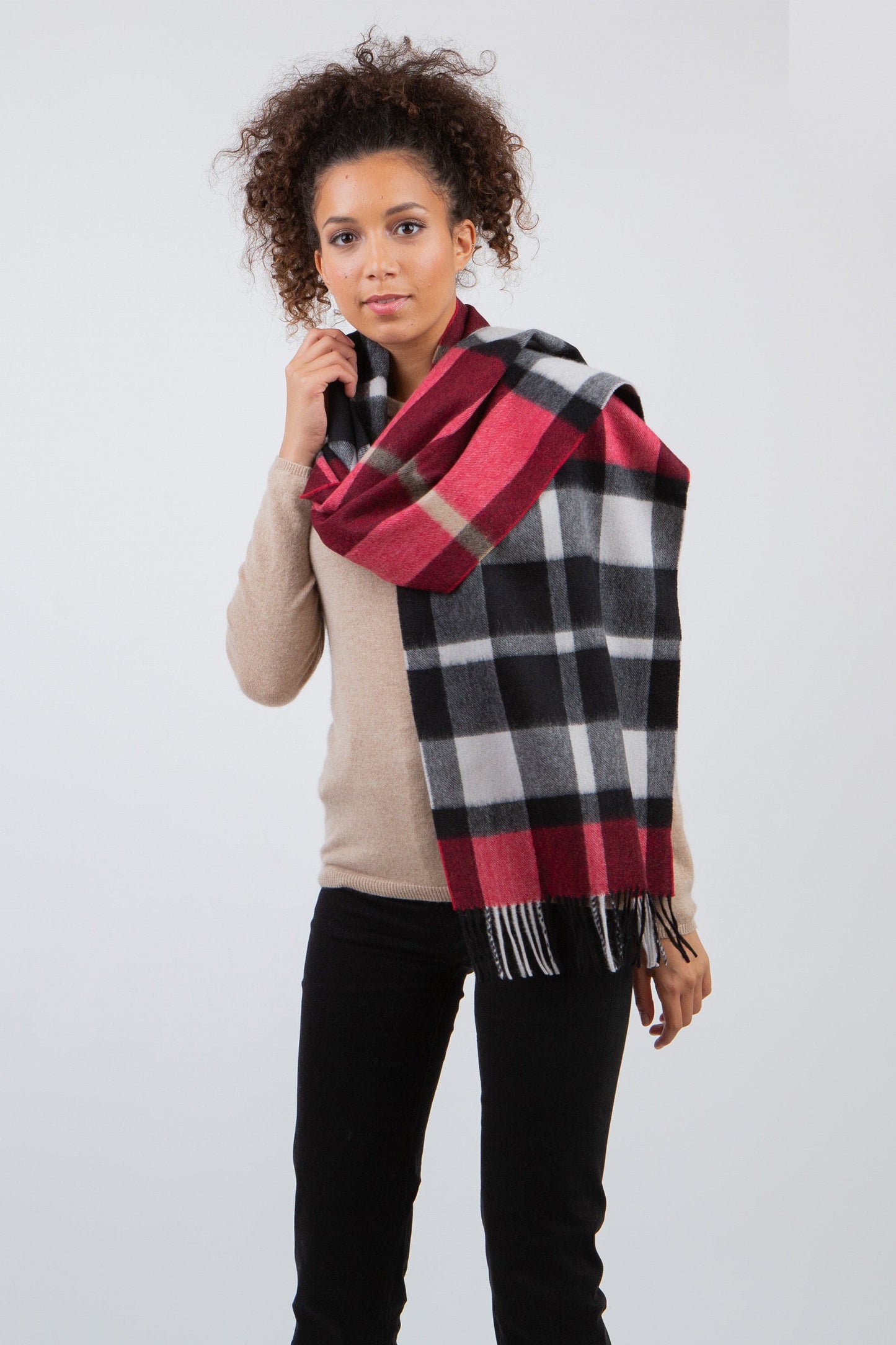 Cashmere Wide Scarf - Chinese Red Exploded Scotty Thompson