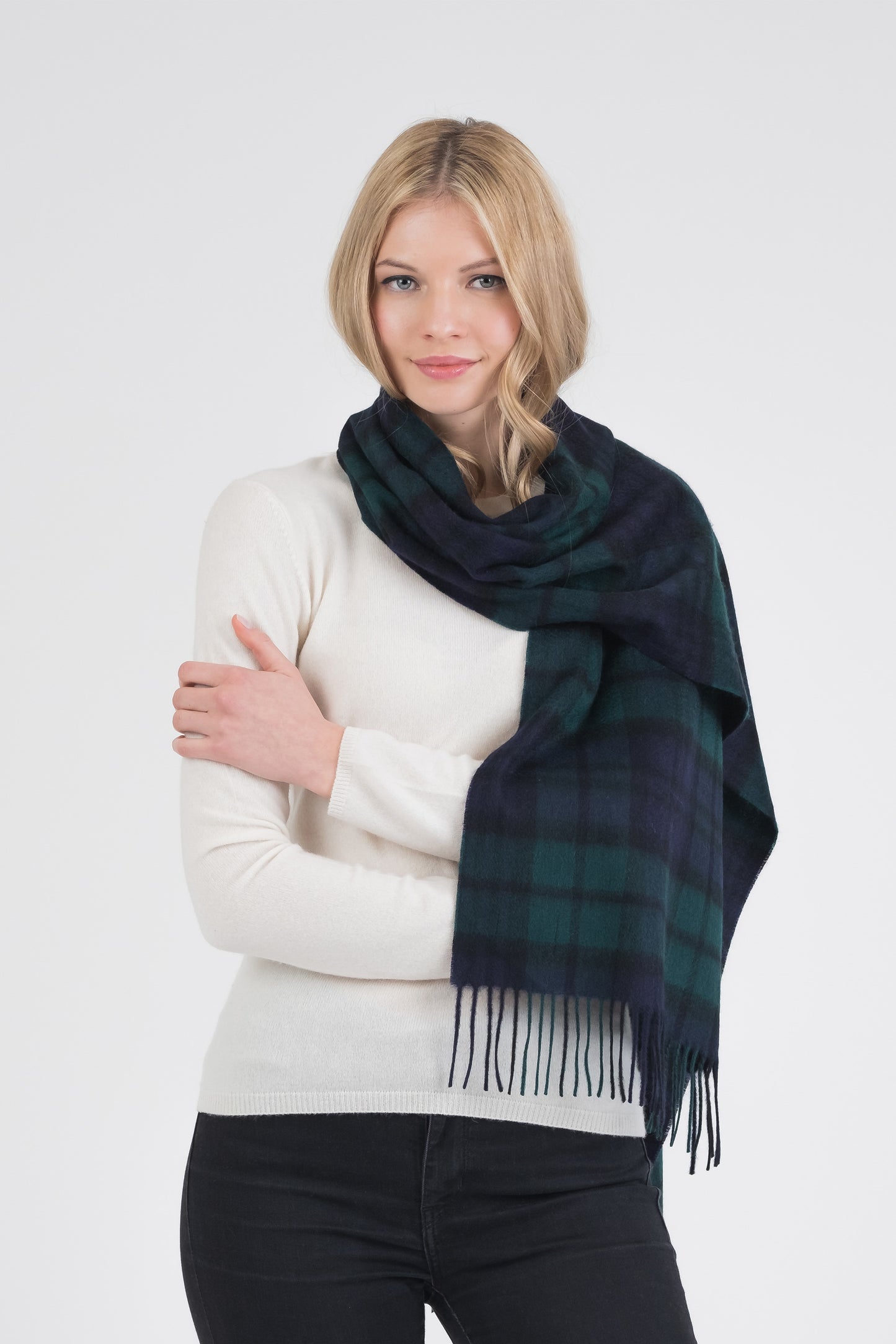 Heritage Tartan Cashmere Wide Scarf - Blackwatch