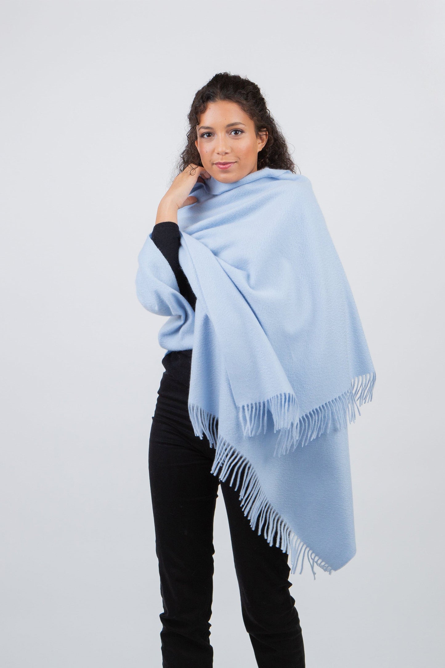 Solid Cashmere Stole - Cashmere Blue