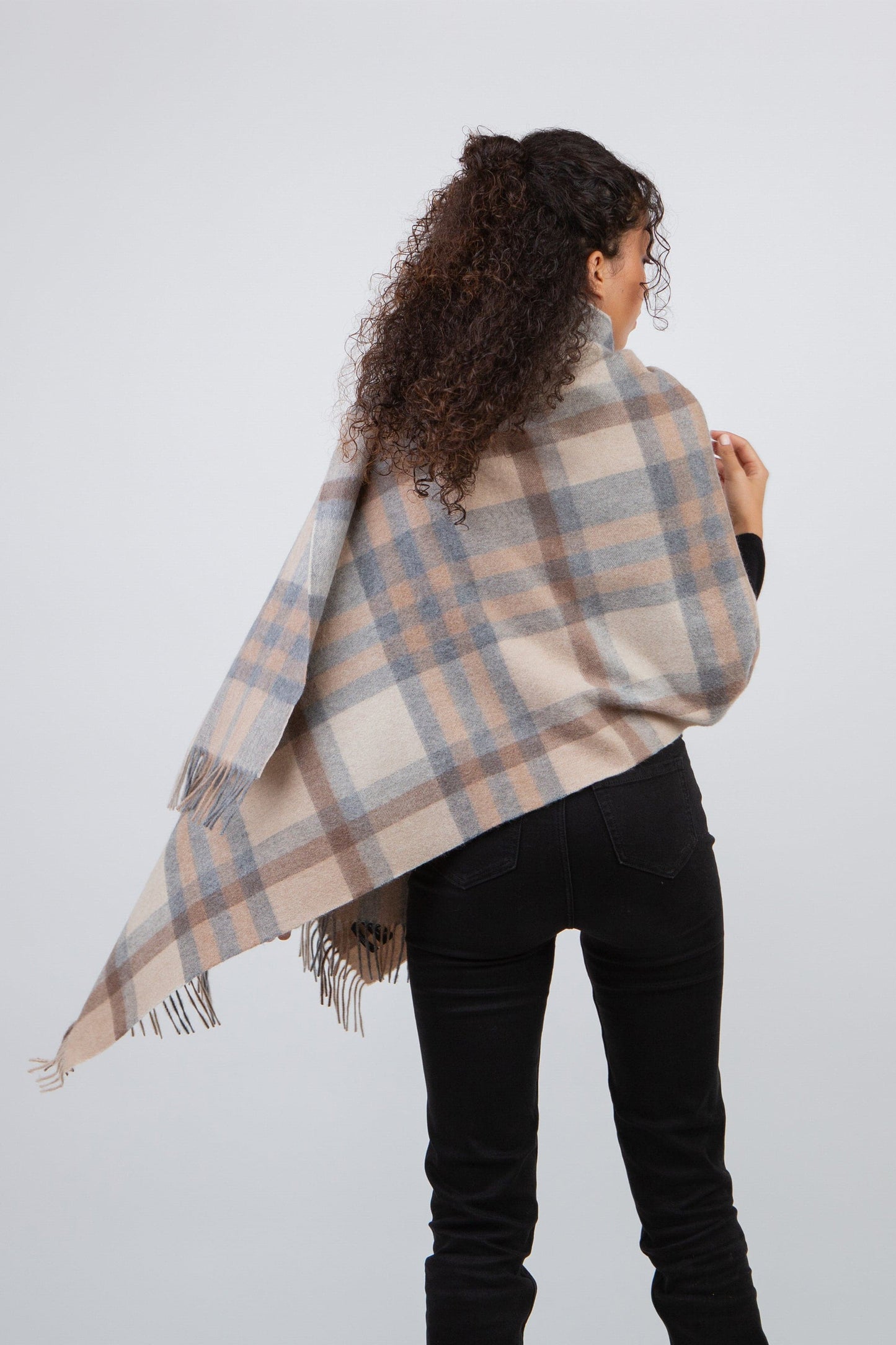 Tartan 2 Cashmere Stole - Natural