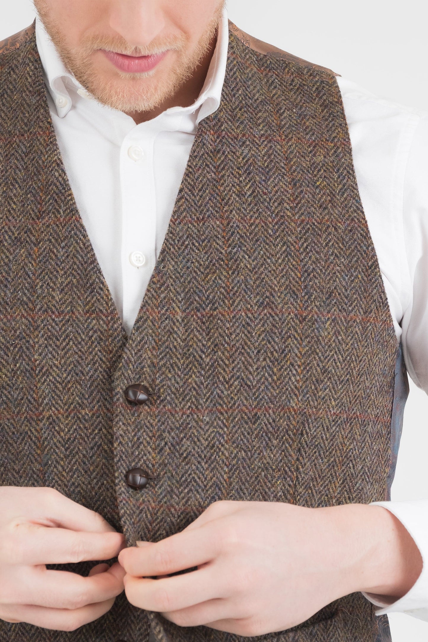 Harris Tweed Iain Waistcoat - Brown Check