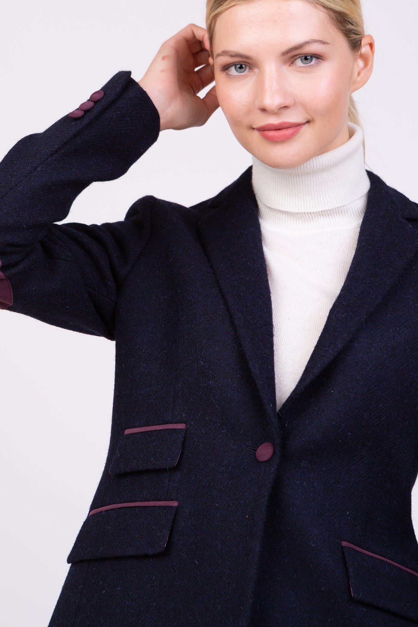 Women's Harris Tweed Janice Blazer - Dark Navy Twill Solid
