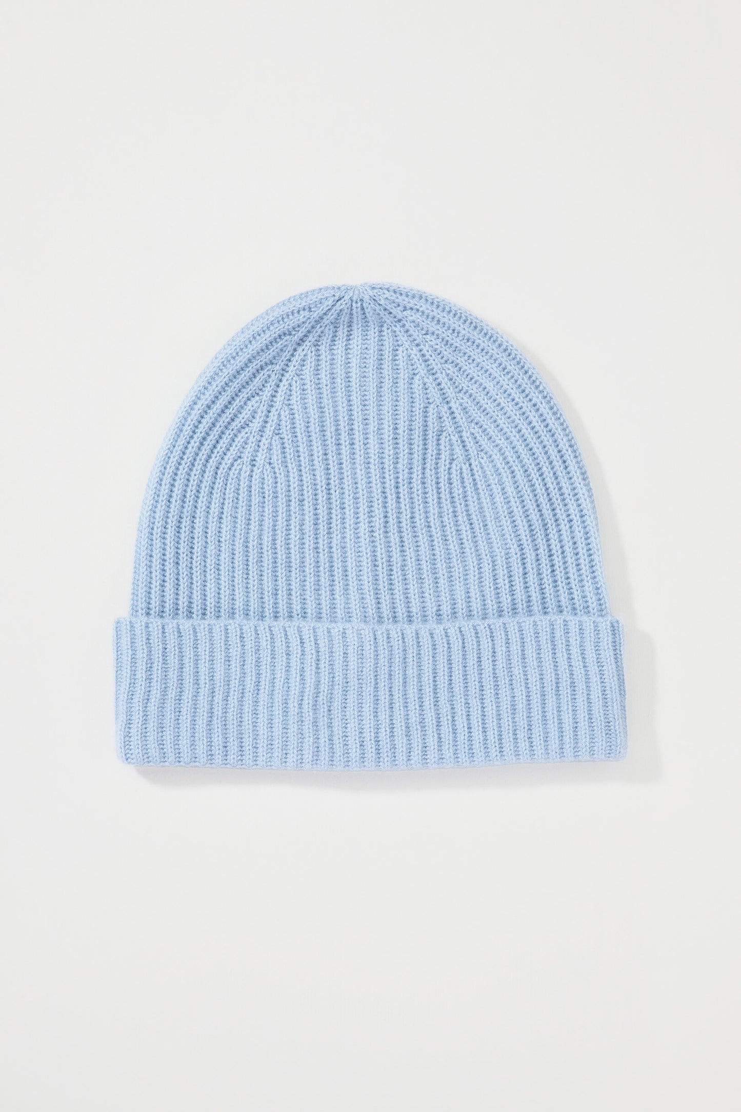 Unisex Cashmere Ribbed Beanie Hat - Aqua Blue