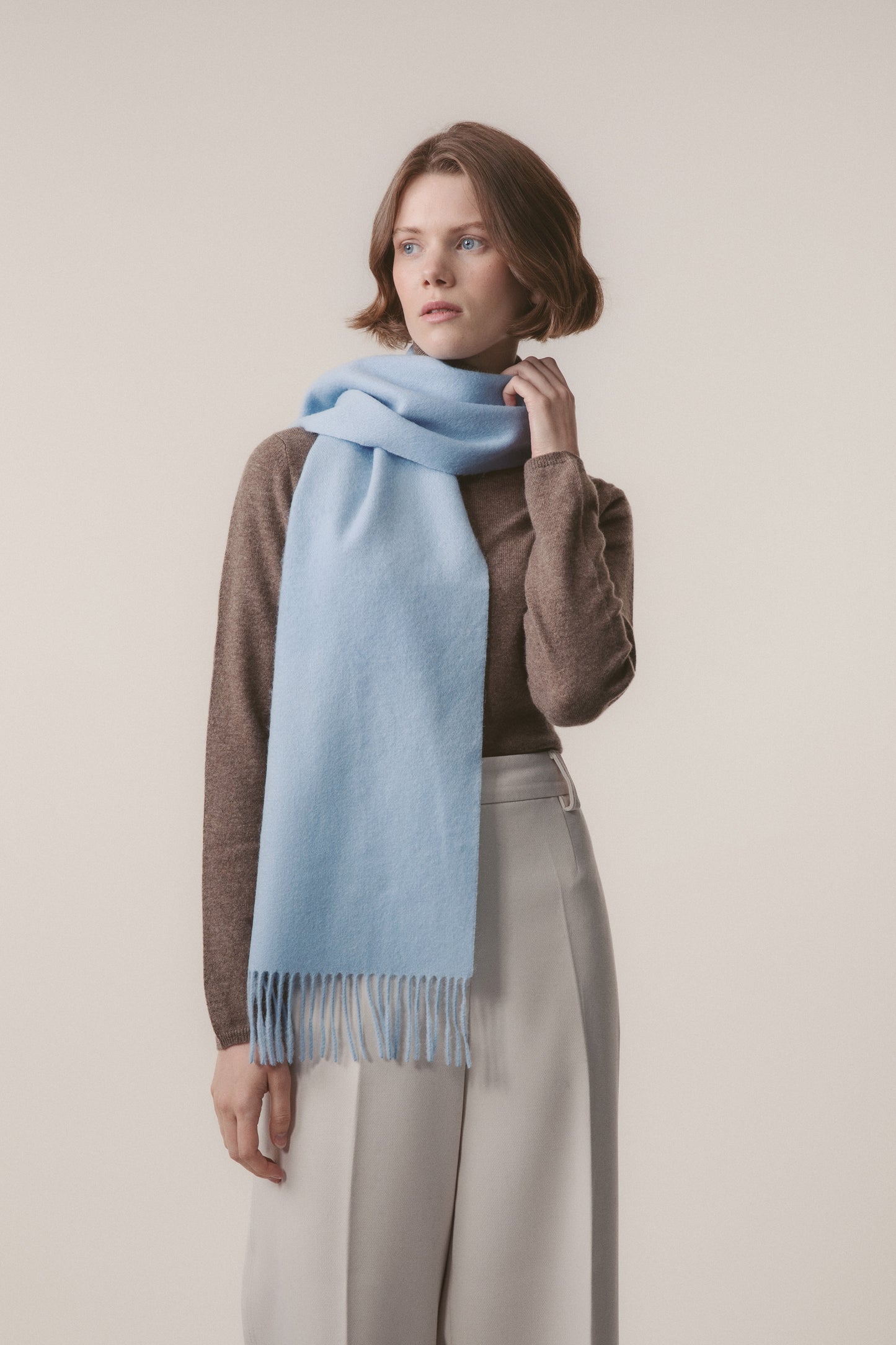 Solid Lambswool Scarf - Cashmere Blue