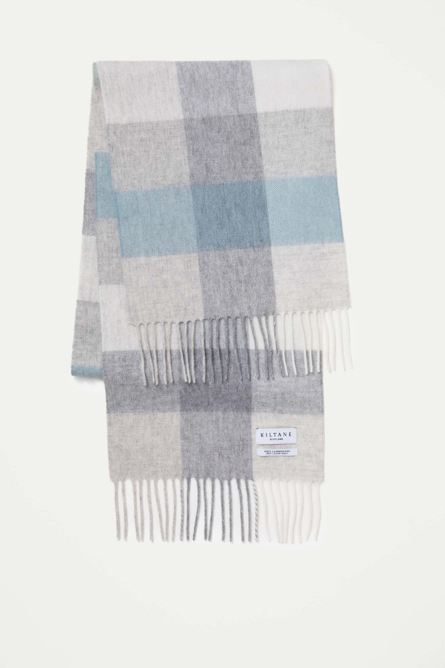 3 Square Check Lambswool Scarf - Sea Breeze