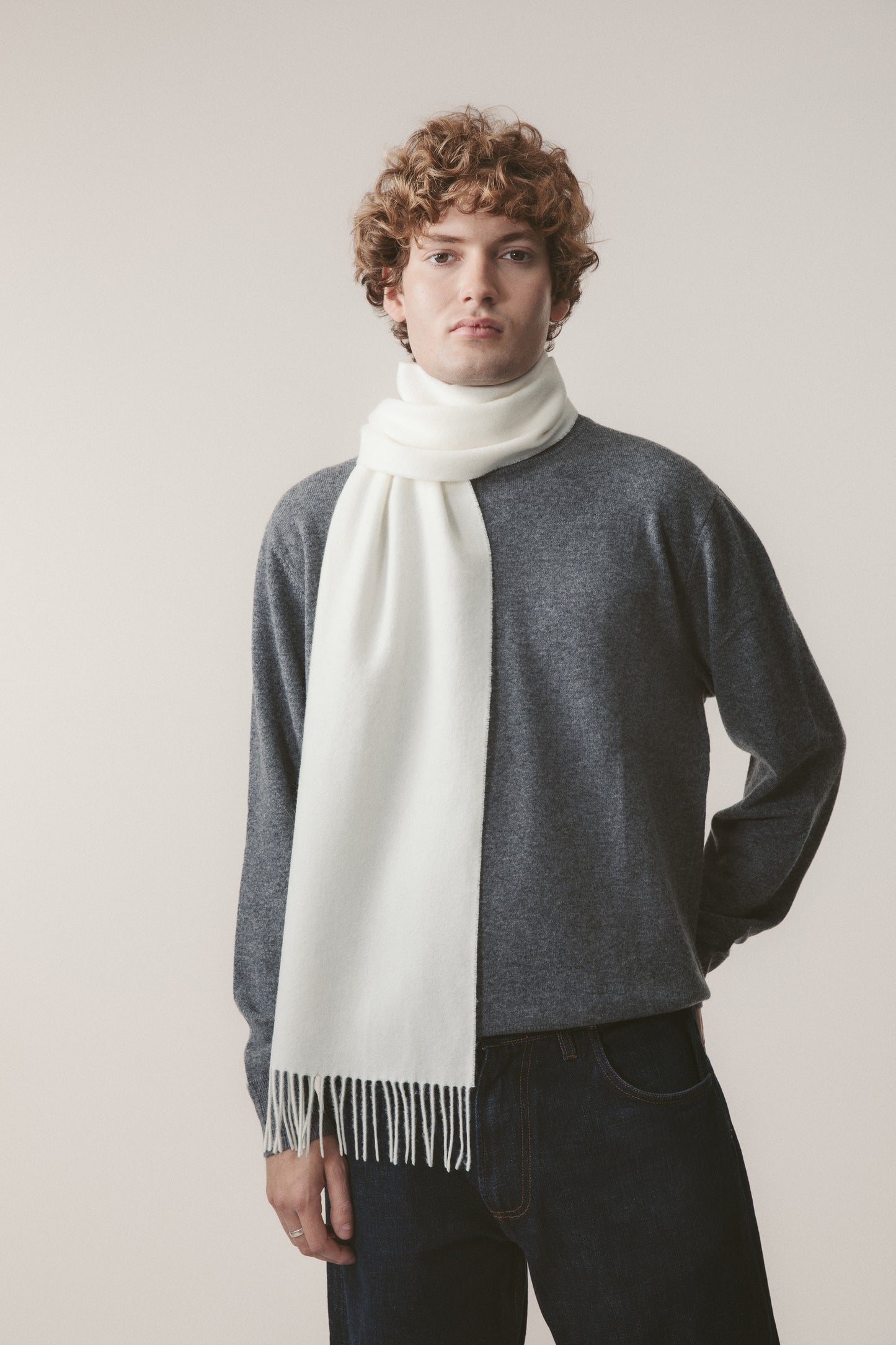 Solid Lambswool Scarf - Soft Cream