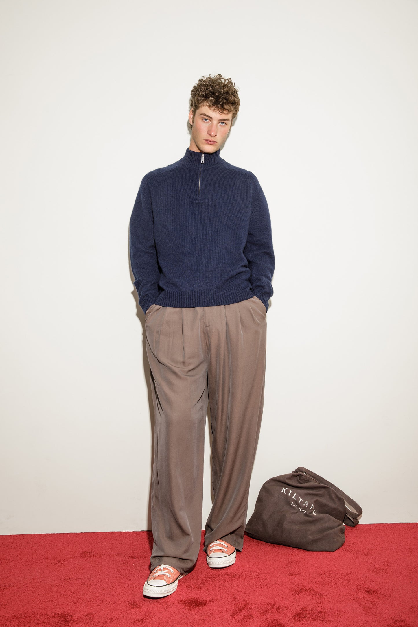Balmoral Cashmere Half Zip Jumper - Navy