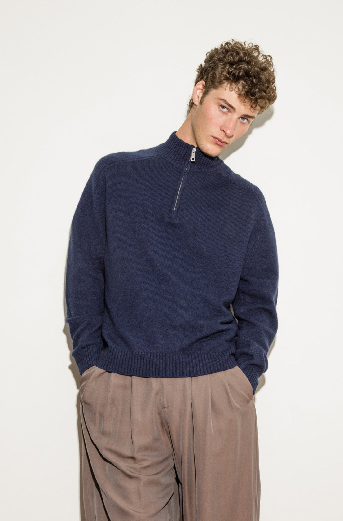 Balmoral Cashmere Half Zip Jumper - Navy