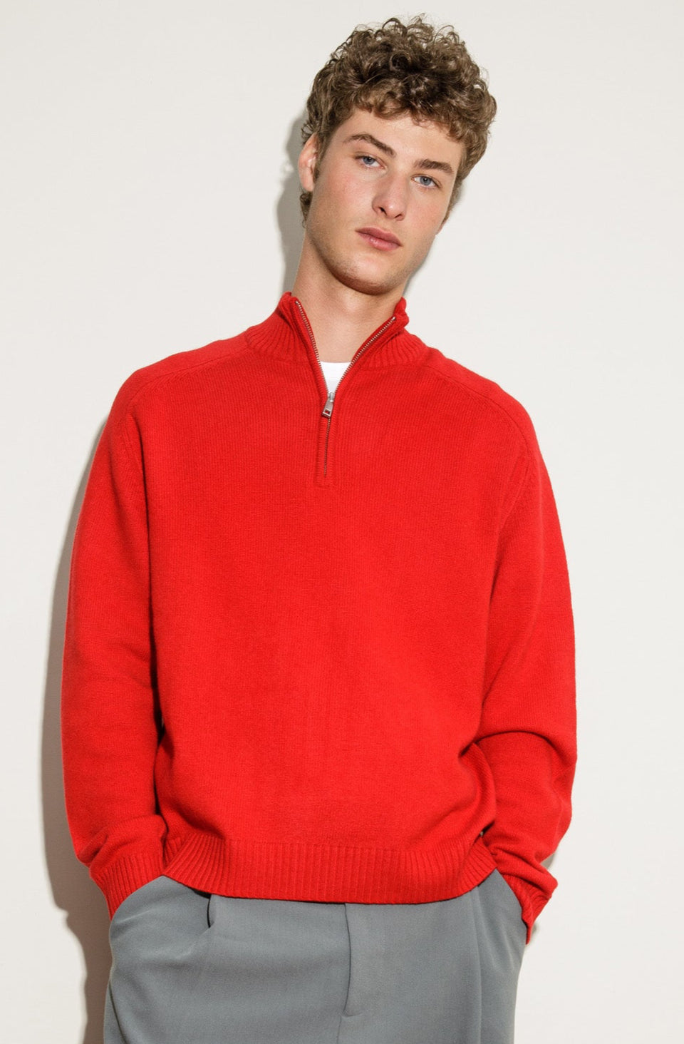 Balmoral Cashmere Half Zip Jumper - Red