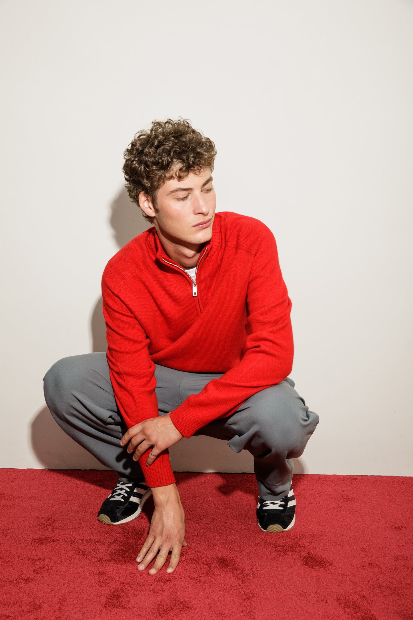 Balmoral Cashmere Half Zip Jumper - Red