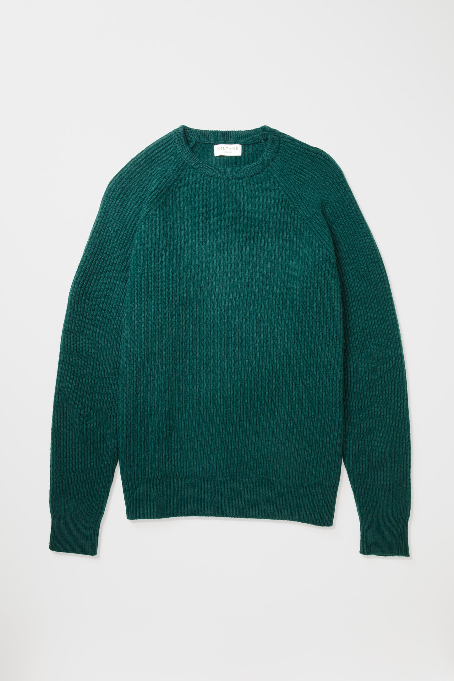 Fisherman Ribbed Cashmere Crew Neck - Forest Green
