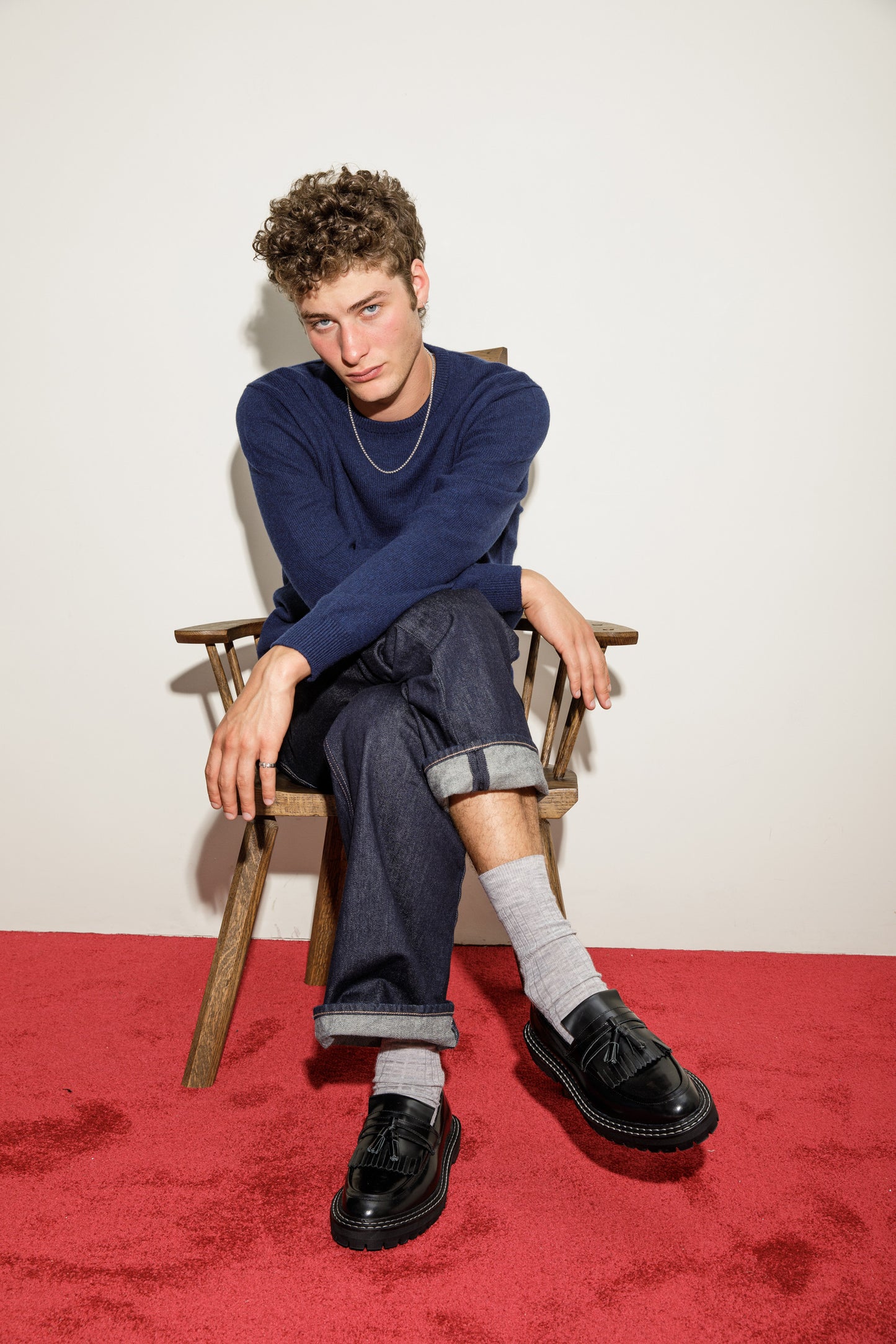 Comely Cashmere Crew Neck Jumper- Navy
