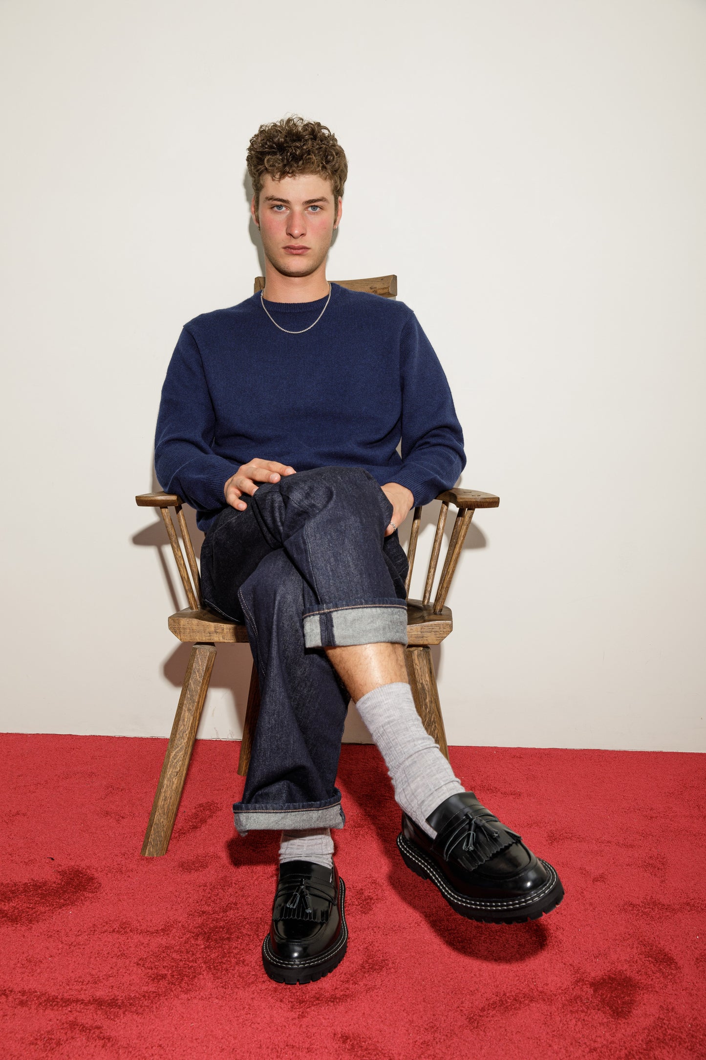 Comely Cashmere Crew Neck Jumper- Navy
