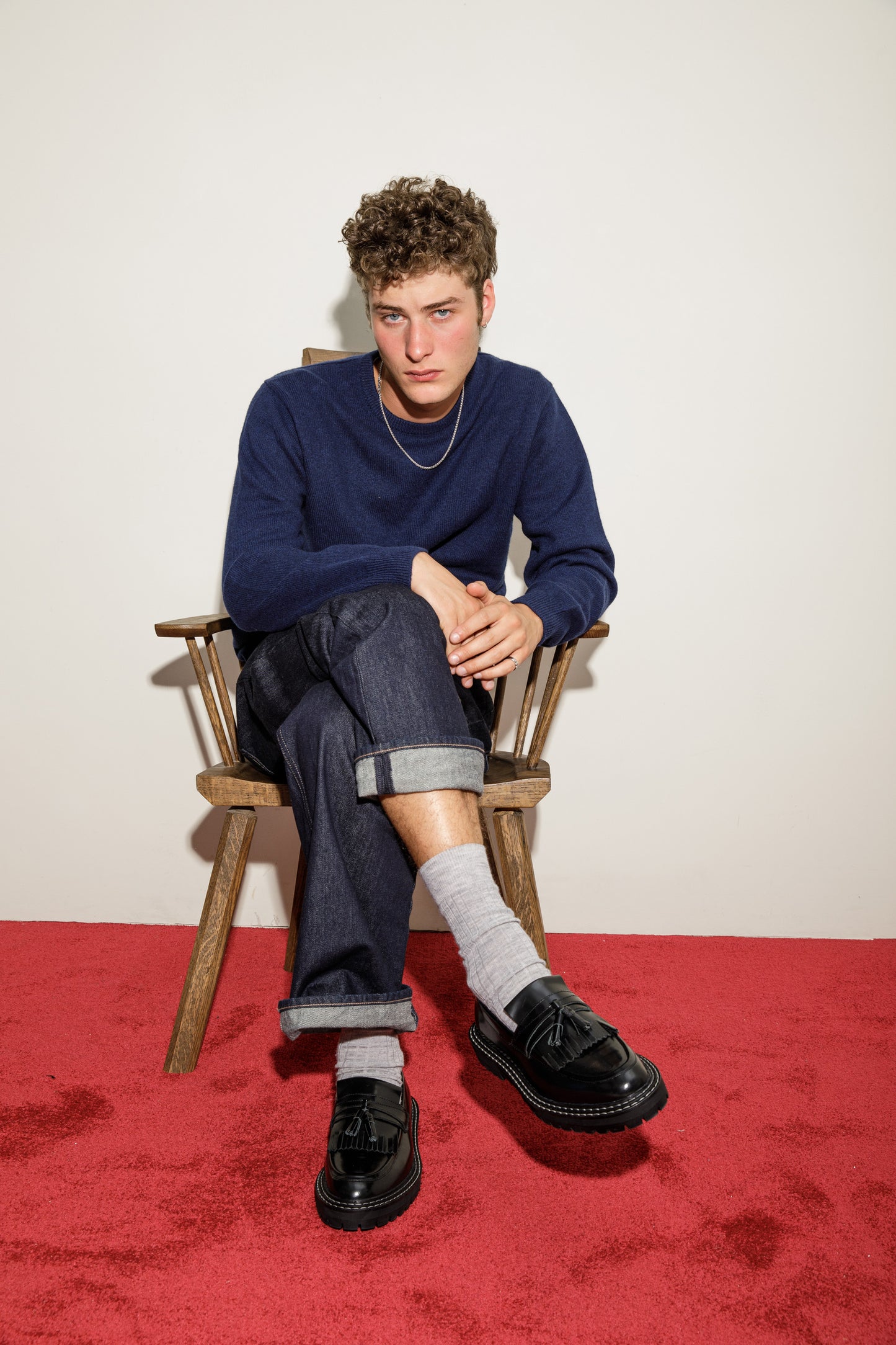 Comely Cashmere Crew Neck Jumper- Navy