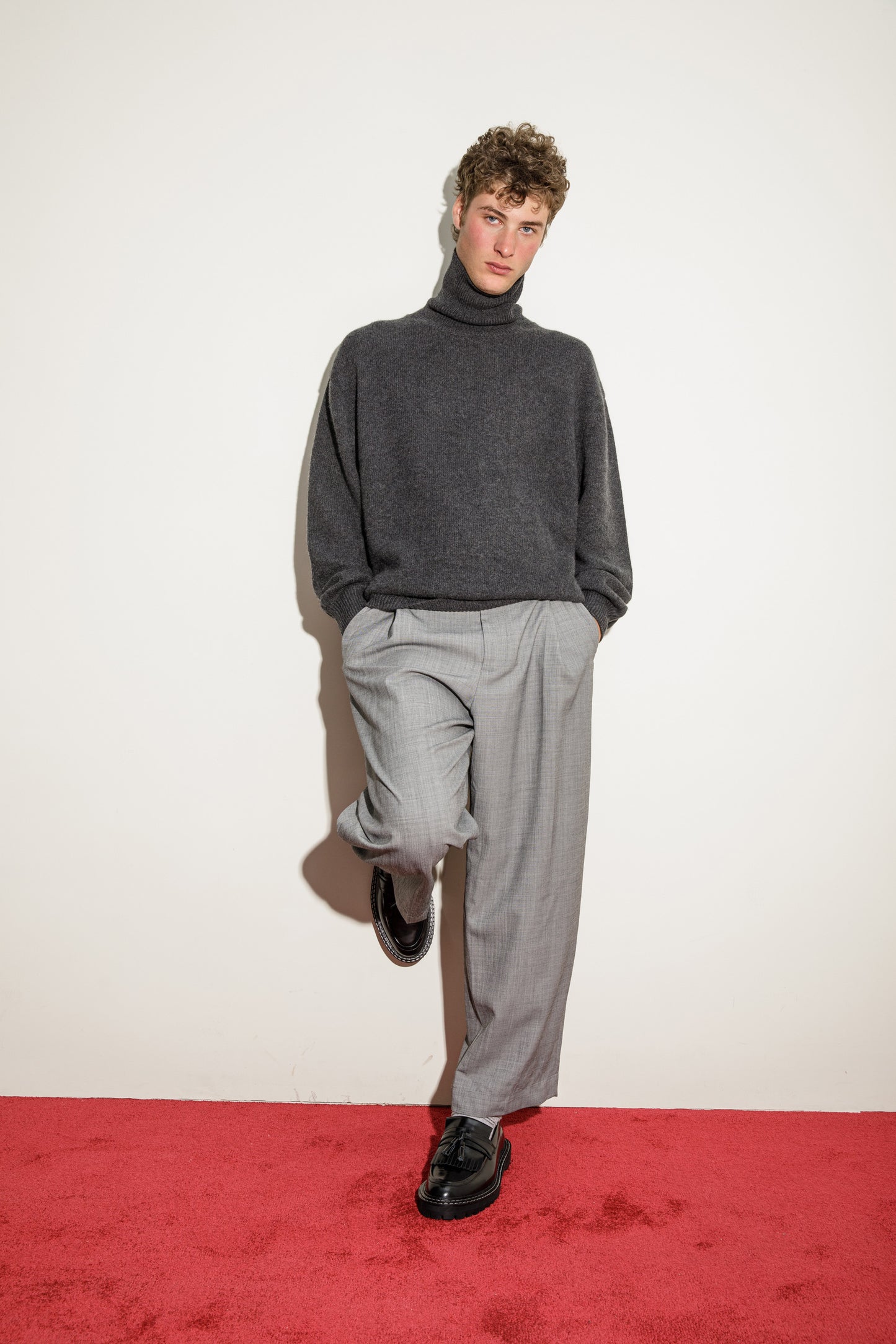 Hamilton Cashmere Roll Neck Jumper - Charcoal
